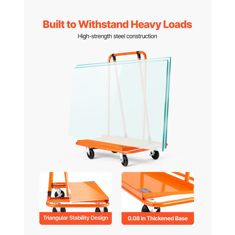 Καρότσι γυψοσανίδας VEVOR, Χωρητικότητα φορτίου 816 kg, Καρότσι από ατσάλι με 4 περιστρεφόμενους τροχούς, Ανθεκτική και μακράς διαρκείας, Καρότσι φορτηγού με ιμάντα πρόσδεσης για κόντρα πλακέ, γυψοσανίδα, γυαλί, πορτοκαλί Καρότσι γυψοσανίδας VEVOR, Χωρητικότητα φορτίου 816 kg, Καρότσι από ατσάλι με 4 περιστρεφόμενους τροχούς, Ανθεκτική και μακράς διαρκείας, Καρότσι φορτηγού με ιμάντα πρόσδεσης για κόντρα πλακέ, γυψοσανίδα, γυαλί, πορτοκαλί