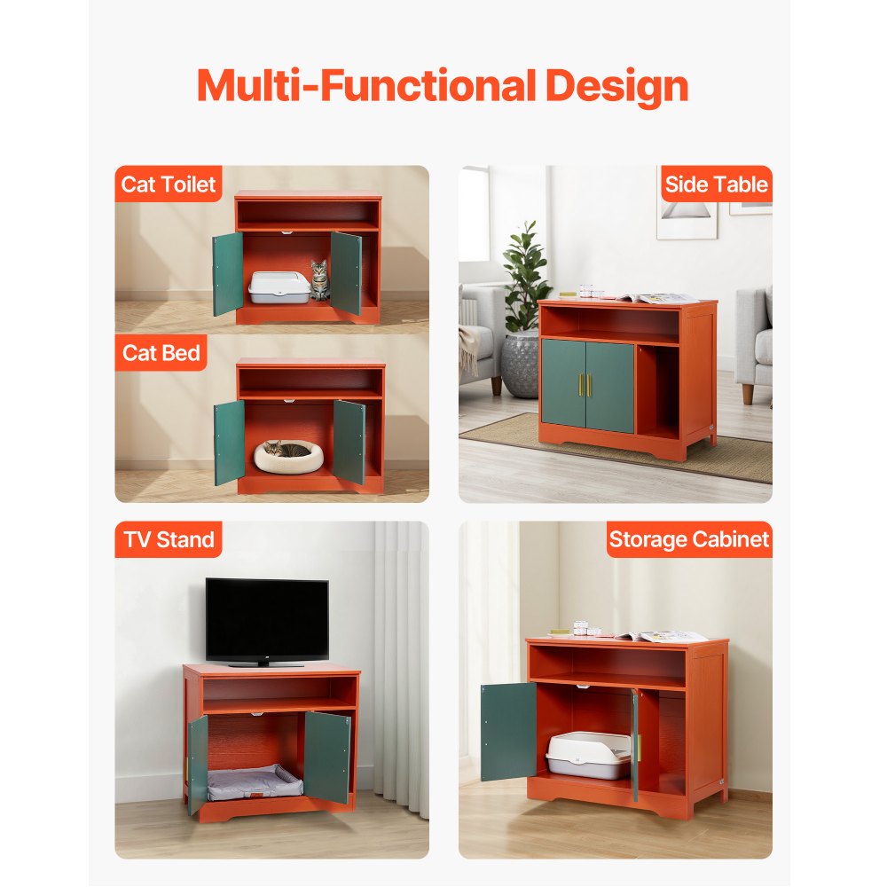 Θήκη άμμου άμμου γάτας VEVOR, Κρυφό ντουλάπι άμμου άμμου 79,2 cm με ράφι και αποθηκευτικό χώρο, Μοντέρνο στυλ εσωτερικής τουαλέτας γάτας, Ξύλινο τραπεζάκι επίπλων για γατάκια, Ταιριάζει στις περισσότερες αμμολεκάνες, Κόκκινο & Πράσινο Θήκη άμμου άμμου γάτας VEVOR, Κρυφό ντουλάπι άμμου άμμου 79,2 cm με ράφι και αποθηκευτικό χώρο, Μοντέρνο στυλ εσωτερικής τουαλέτας γάτας, Ξύλινο τραπεζάκι επίπλων για γατάκια, Ταιριάζει στις περισσότερες αμμολεκάνες, Κόκκινο & Πράσινο