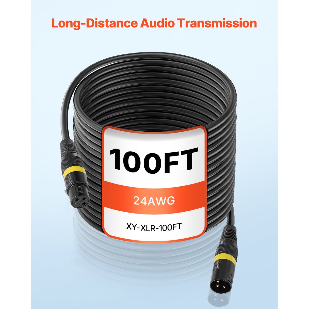 Καλώδιο VEVOR XLR 30,48 m, 2 τεμάχια, θωρακισμένα ισορροπημένα καλώδια μικροφώνου DMX αρσενικού σε θηλυκό, επιχρυσωμένο καλώδιο μικροφώνου XLR 3 ακίδων, για φωτισμό σκηνής, μικρόφωνα, ενισχυτή, μίκτη, συστήματα ηχείων Καλώδιο VEVOR XLR 30,48 m, 2 τεμάχια, θωρακισμένα ισορροπημένα καλώδια μικροφώνου DMX αρσενικού σε θηλυκό, επιχρυσωμένο καλώδιο μικροφώνου XLR 3 ακίδων, για φωτισμό σκηνής, μικρόφωνα, ενισχυτή, μίκτη, συστήματα ηχείων