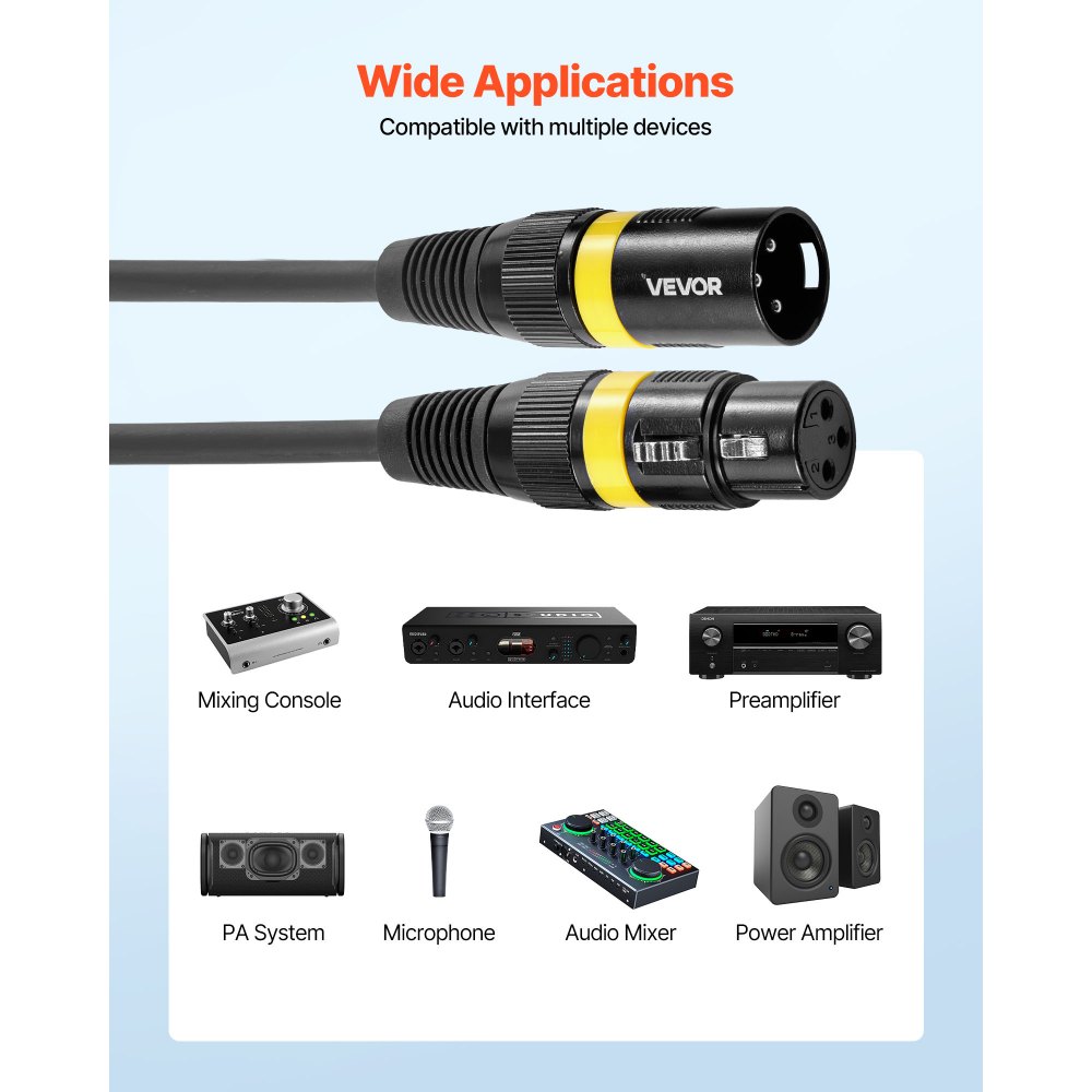 Καλώδιο VEVOR XLR 30,48 m, 2 τεμάχια, θωρακισμένα ισορροπημένα καλώδια μικροφώνου DMX αρσενικού σε θηλυκό, επιχρυσωμένο καλώδιο μικροφώνου XLR 3 ακίδων, για φωτισμό σκηνής, μικρόφωνα, ενισχυτή, μίκτη, συστήματα ηχείων Καλώδιο VEVOR XLR 30,48 m, 2 τεμάχια, θωρακισμένα ισορροπημένα καλώδια μικροφώνου DMX αρσενικού σε θηλυκό, επιχρυσωμένο καλώδιο μικροφώνου XLR 3 ακίδων, για φωτισμό σκηνής, μικρόφωνα, ενισχυτή, μίκτη, συστήματα ηχείων