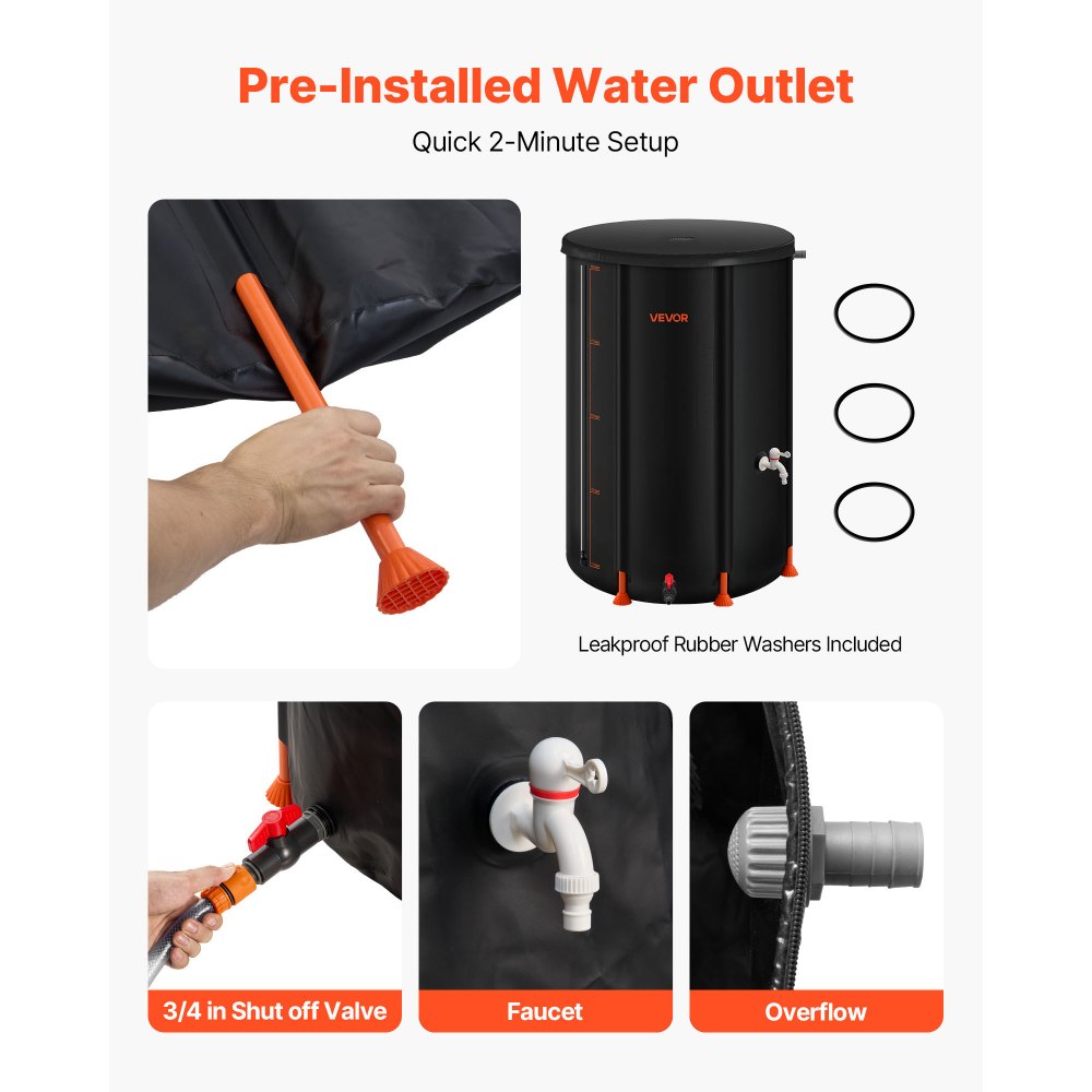 Πτυσσόμενο βαρέλι βροχής VEVOR, φορητό βαρέλι συλλογής βρόχινου νερού 250 λίτρων, σύστημα συλλογής βρόχινου νερού PVC 500D, δοχείο αποθήκευσης δεξαμενής συλλογής νερού κήπου με κιτ βρύσης και υπερχείλισης, μαύρο Πτυσσόμενο βαρέλι βροχής VEVOR, φορητό βαρέλι συλλογής βρόχινου νερού 250 λίτρων, σύστημα συλλογής βρόχινου νερού PVC 500D, δοχείο αποθήκευσης δεξαμενής συλλογής νερού κήπου με κιτ βρύσης και υπερχείλισης, μαύρο