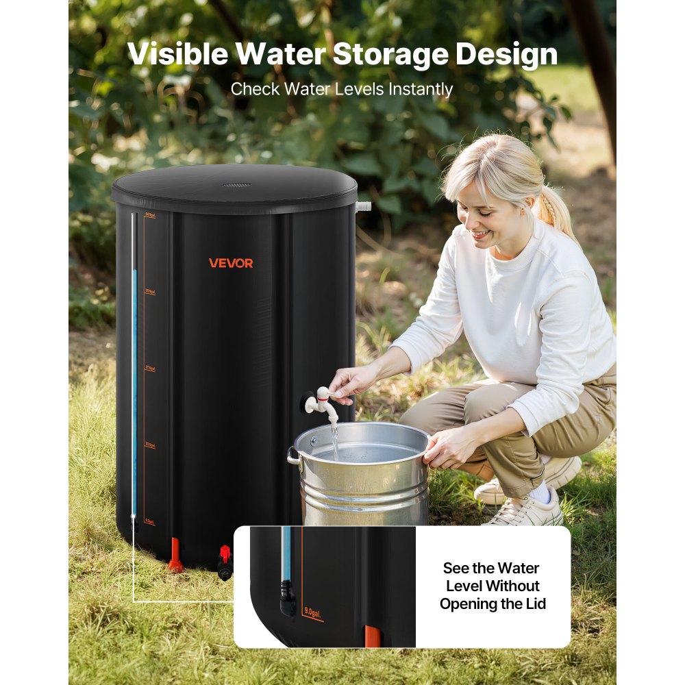 Πτυσσόμενο βαρέλι βροχής VEVOR, φορητό βαρέλι συλλογής βρόχινου νερού 250 λίτρων, σύστημα συλλογής βρόχινου νερού PVC 500D, δοχείο αποθήκευσης δεξαμενής συλλογής νερού κήπου με κιτ βρύσης και υπερχείλισης, μαύρο Πτυσσόμενο βαρέλι βροχής VEVOR, φορητό βαρέλι συλλογής βρόχινου νερού 250 λίτρων, σύστημα συλλογής βρόχινου νερού PVC 500D, δοχείο αποθήκευσης δεξαμενής συλλογής νερού κήπου με κιτ βρύσης και υπερχείλισης, μαύρο