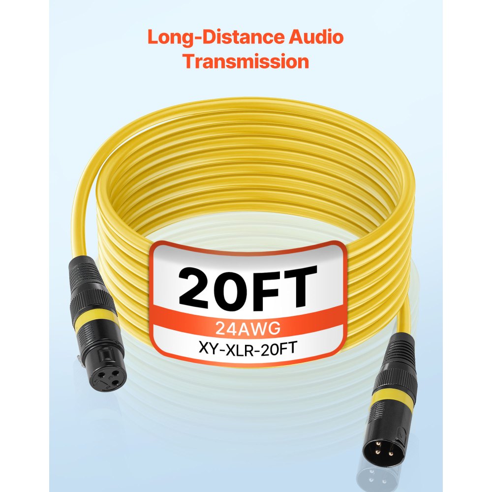 Καλώδιο VEVOR XLR 6,1 m, 6 τεμάχια, θωρακισμένα ισορροπημένα καλώδια μικροφώνου DMX αρσενικού σε θηλυκό, επιχρυσωμένα καλώδια μικροφώνου XLR 3 ακίδων, για φωτισμό σκηνής, μικρόφωνα, ενισχυτή, μίκτη, συστήματα ηχείων Καλώδιο VEVOR XLR 6,1 m, 6 τεμάχια, θωρακισμένα ισορροπημένα καλώδια μικροφώνου DMX αρσενικού σε θηλυκό, επιχρυσωμένα καλώδια μικροφώνου XLR 3 ακίδων, για φωτισμό σκηνής, μικρόφωνα, ενισχυτή, μίκτη, συστήματα ηχείων