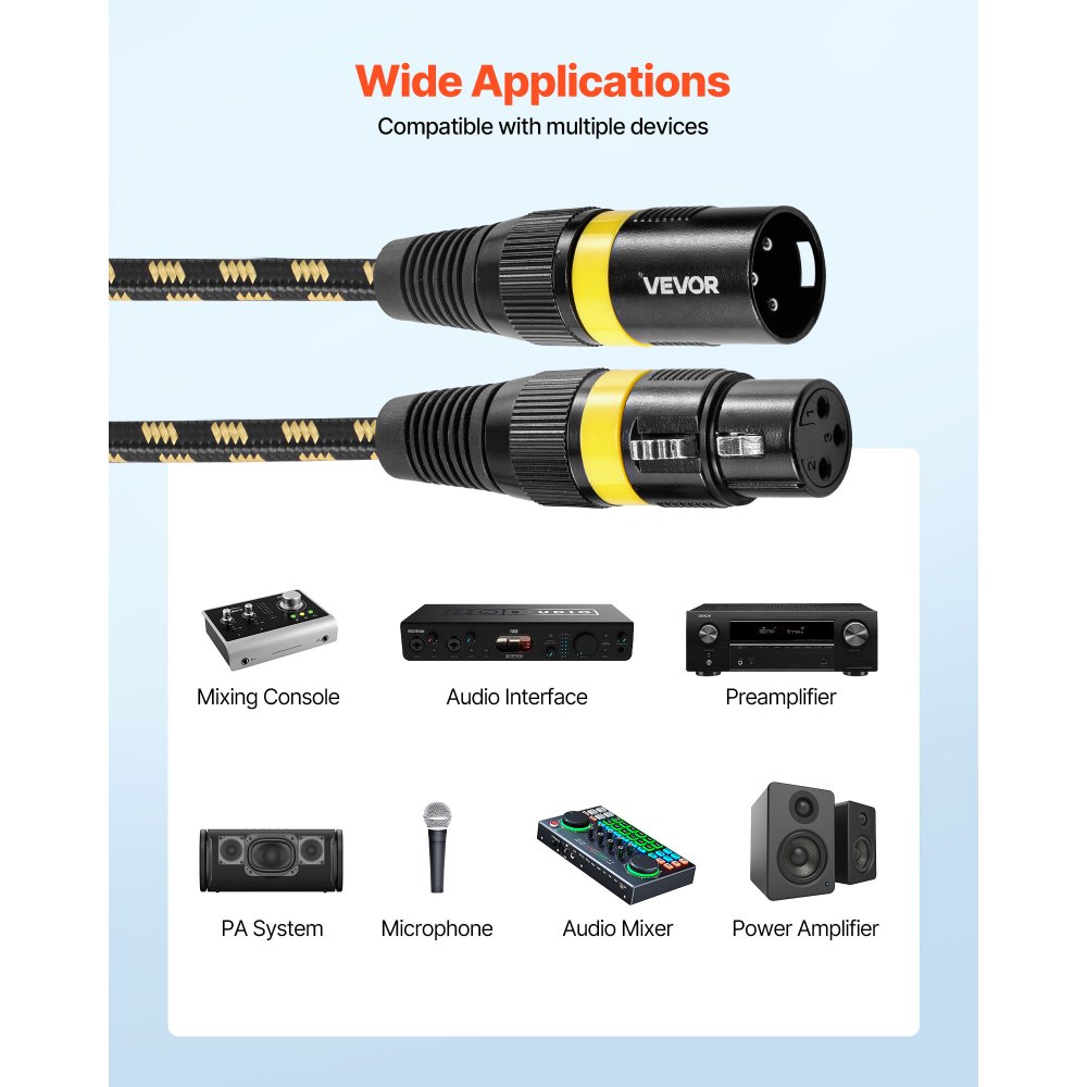 Καλώδιο VEVOR XLR 7,62 μ., Συσκευασία των 6, Θωρακισμένα Καλώδια Μικροφώνου DMX Αρσενικό σε Θηλυκό, Επιχρυσωμένα Καλώδια Μικροφώνου XLR 3 Ακροδεκτών, για Φωτισμό Σκηνής, Μικρόφωνα, Ενισχυτή, Μίκτη, Συστήματα Ηχείων Καλώδιο VEVOR XLR 7,62 μ., Συσκευασία των 6, Θωρακισμένα Καλώδια Μικροφώνου DMX Αρσενικό σε Θηλυκό, Επιχρυσωμένα Καλώδια Μικροφώνου XLR 3 Ακροδεκτών, για Φωτισμό Σκηνής, Μικρόφωνα, Ενισχυτή, Μίκτη, Συστήματα Ηχείων