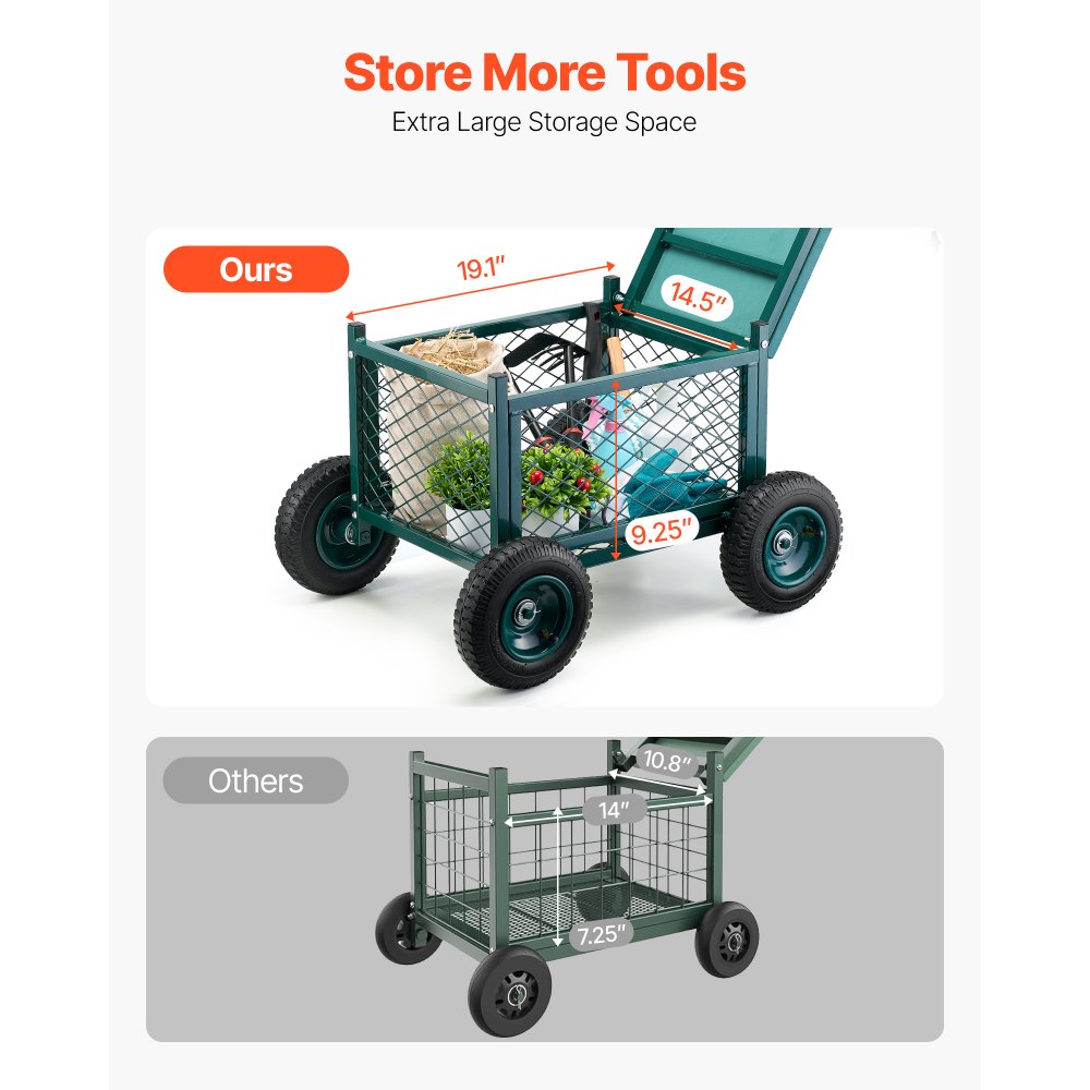 VEVOR Τροχαίο Καρότσι Κήπου με Κάθισμα, Μεταλλικό Τροχαίο Κάθισμα Εργασίας Κήπου με Ρόδες, Υποστηρίζει έως 181 κιλά, Βαρύ Καρότσι Κηπουρικής, Βαγόνι & Σκαμπό Εξωτερικού Χώρου με Ρόδες για Γκαζόν, Αίθριο, Αυλή VEVOR Τροχαίο Καρότσι Κήπου με Κάθισμα, Μεταλλικό Τροχαίο Κάθισμα Εργασίας Κήπου με Ρόδες, Υποστηρίζει έως 181 κιλά, Βαρύ Καρότσι Κηπουρικής, Βαγόνι & Σκαμπό Εξωτερικού Χώρου με Ρόδες για Γκαζόν, Αίθριο, Αυλή