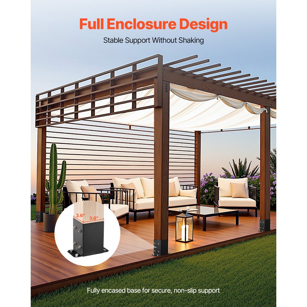 Βάση στύλου VEVOR 4x4 10 τεμάχια, Εσωτερικό μέγεθος 3,6x3,6 ίντσες / 91,44x91,44 mm Στηρίγματα στύλων, Βαρέων καθηκόντων στύλοι καταστρώματος από ανθρακούχο χάλυβα, Ξύλινες στηρίξεις στύλων για πλάκα βάσης στήριξης κιγκλιδώματος καταστρώματος Pavilion, Μαύρο Βάση στύλου VEVOR 4x4 10 τεμάχια, Εσωτερικό μέγεθος 3,6x3,6 ίντσες / 91,44x91,44 mm Στηρίγματα στύλων, Βαρέων καθηκόντων στύλοι καταστρώματος από ανθρακούχο χάλυβα, Ξύλινες στηρίξεις στύλων για πλάκα βάσης στήριξης κιγκλιδώματος καταστρώματος Pavilion, Μαύρο