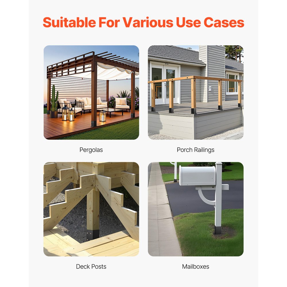 Βάση στύλου VEVOR 4x4 10 τεμάχια, Εσωτερικό μέγεθος 3,6x3,6 ίντσες / 91,44x91,44 mm Στηρίγματα στύλων, Βαρέων καθηκόντων στύλοι καταστρώματος από ανθρακούχο χάλυβα, Ξύλινες στηρίξεις στύλων για πλάκα βάσης στήριξης κιγκλιδώματος καταστρώματος Pavilion, Μαύρο Βάση στύλου VEVOR 4x4 10 τεμάχια, Εσωτερικό μέγεθος 3,6x3,6 ίντσες / 91,44x91,44 mm Στηρίγματα στύλων, Βαρέων καθηκόντων στύλοι καταστρώματος από ανθρακούχο χάλυβα, Ξύλινες στηρίξεις στύλων για πλάκα βάσης στήριξης κιγκλιδώματος καταστρώματος Pavilion, Μαύρο