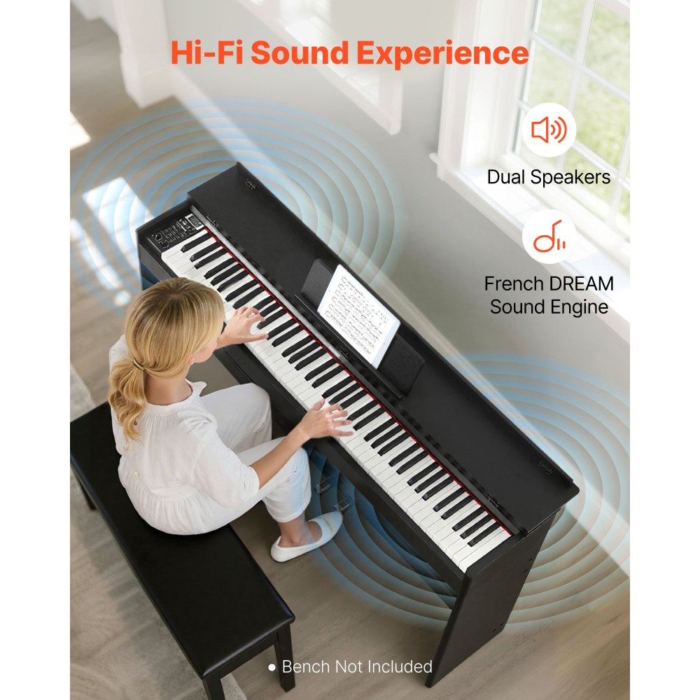 Ψηφιακό πιάνο VEVOR με βάρη, 88 πλήκτρα με πλήρη βάρη, ηλεκτρικό πληκτρολόγιο πιάνου με βάση επίπλωσης, τροφοδοτικό, τριπλό πεντάλ, 680 τόνοι, υποστήριξη ασύρματης σύνδεσης, με ακουστικά, για αρχάριους Ψηφιακό πιάνο VEVOR με βάρη, 88 πλήκτρα με πλήρη βάρη, ηλεκτρικό πληκτρολόγιο πιάνου με βάση επίπλωσης, τροφοδοτικό, τριπλό πεντάλ, 680 τόνοι, υποστήριξη ασύρματης σύνδεσης, με ακουστικά, για αρχάριους