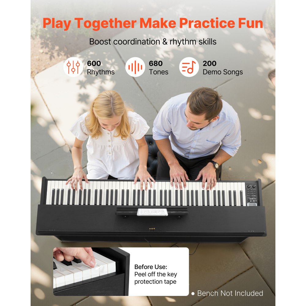 Ψηφιακό πιάνο VEVOR με βάρη, 88 πλήκτρα με πλήρη βάρη, ηλεκτρικό πληκτρολόγιο πιάνου με βάση επίπλωσης, τροφοδοτικό, τριπλό πεντάλ, 680 τόνοι, υποστήριξη ασύρματης σύνδεσης, με ακουστικά, για αρχάριους Ψηφιακό πιάνο VEVOR με βάρη, 88 πλήκτρα με πλήρη βάρη, ηλεκτρικό πληκτρολόγιο πιάνου με βάση επίπλωσης, τροφοδοτικό, τριπλό πεντάλ, 680 τόνοι, υποστήριξη ασύρματης σύνδεσης, με ακουστικά, για αρχάριους