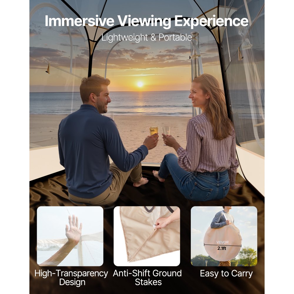Σκηνή VEVOR Pop-up για αθλήματα, διάφανη σκηνή με φυσαλίδες 1,6x1,6 μ. για 2-4 άτομα, αδιάβροχη εξωτερική κάψουλα με πατάκι δαπέδου και κάλυμμα, σκηνές κήπου με θόλο, στέγαστρο για κάμπινγκ, ψάρεμα, επευφημίες Σκηνή VEVOR Pop-up για αθλήματα, διάφανη σκηνή με φυσαλίδες 1,6x1,6 μ. για 2-4 άτομα, αδιάβροχη εξωτερική κάψουλα με πατάκι δαπέδου και κάλυμμα, σκηνές κήπου με θόλο, στέγαστρο για κάμπινγκ, ψάρεμα, επευφημίες