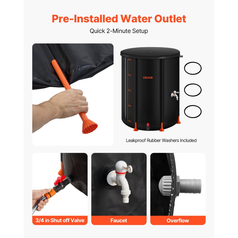 Πτυσσόμενο βαρέλι βροχής VEVOR, φορητό βαρέλι συλλογής βρόχινου νερού 201 λίτρων, σύστημα συλλογής βρόχινου νερού από PVC 1000D, δοχείο αποθήκευσης δεξαμενής συλλογής νερού κήπου με κιτ βρύσης και υπερχείλισης, μαύρο Πτυσσόμενο βαρέλι βροχής VEVOR, φορητό βαρέλι συλλογής βρόχινου νερού 201 λίτρων, σύστημα συλλογής βρόχινου νερού από PVC 1000D, δοχείο αποθήκευσης δεξαμενής συλλογής νερού κήπου με κιτ βρύσης και υπερχείλισης, μαύρο
