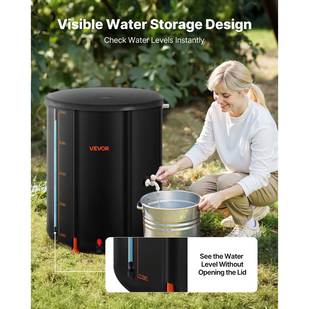 Πτυσσόμενο βαρέλι βροχής VEVOR, φορητό βαρέλι συλλογής βρόχινου νερού 201 λίτρων, σύστημα συλλογής βρόχινου νερού από PVC 1000D, δοχείο αποθήκευσης δεξαμενής συλλογής νερού κήπου με κιτ βρύσης και υπερχείλισης, μαύρο Πτυσσόμενο βαρέλι βροχής VEVOR, φορητό βαρέλι συλλογής βρόχινου νερού 201 λίτρων, σύστημα συλλογής βρόχινου νερού από PVC 1000D, δοχείο αποθήκευσης δεξαμενής συλλογής νερού κήπου με κιτ βρύσης και υπερχείλισης, μαύρο