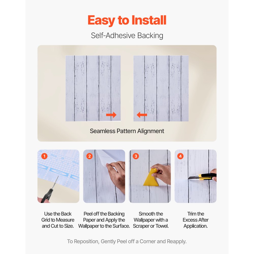 Ταπετσαρία τοίχου VEVOR Peel and Stick, 45cm x 12m Χαρτί επαφής λευκό με υφή ξύλου, αδιάβροχο, αυτοκόλλητο, εύκολο στον καθαρισμό και ξεφλούδισμα, διακοσμητικό βινύλιο τοίχου, για υπνοδωμάτιο, κουζίνα, γραφείο, μπάνιο, γραφείο Ταπετσαρία τοίχου VEVOR Peel and Stick, 45cm x 12m Χαρτί επαφής λευκό με υφή ξύλου, αδιάβροχο, αυτοκόλλητο, εύκολο στον καθαρισμό και ξεφλούδισμα, διακοσμητικό βινύλιο τοίχου, για υπνοδωμάτιο, κουζίνα, γραφείο, μπάνιο, γραφείο
