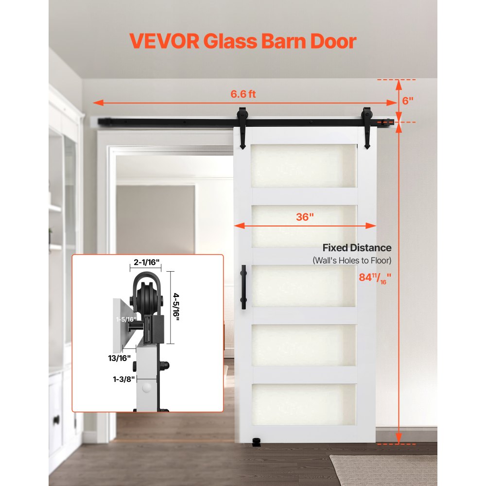 Συρόμενη Πόρτα Αχυρώνα VEVOR, 914 x 2134mm, Πάνελ και Γυαλί Υψηλής Αντοχής από MDF, Πόρτα Αχυρώνα με Κιτ Μηχανισμών, Αδιάβροχη Επιφάνεια PVC, Εύκολη Εγκατάσταση, Πλαίσιο H, Ομαλά και Αθόρυβα Συρόμενη για Σαλόνι Συρόμενη Πόρτα Αχυρώνα VEVOR, 914 x 2134mm, Πάνελ και Γυαλί Υψηλής Αντοχής από MDF, Πόρτα Αχυρώνα με Κιτ Μηχανισμών, Αδιάβροχη Επιφάνεια PVC, Εύκολη Εγκατάσταση, Πλαίσιο H, Ομαλά και Αθόρυβα Συρόμενη για Σαλόνι