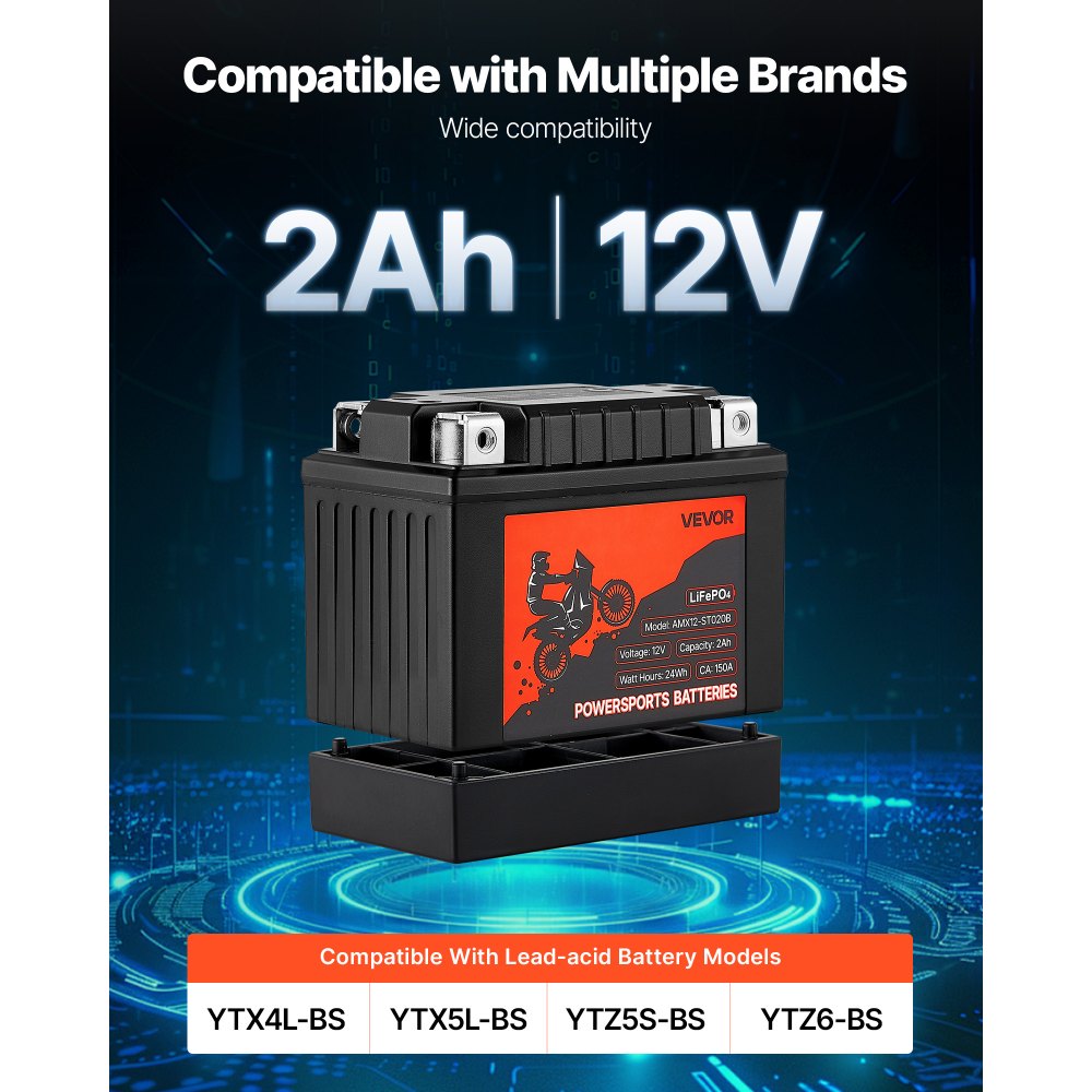 Μπαταρία μοτοσικλέτας VEVOR, 12 Volt 2Ah, προφορτισμένη μπαταρία λιθίου LiFePO4 για Powersports, χωρίς συντήρηση και υψηλής απόδοσης, συμβατή με ATV, μοτοσικλέτα, τζετ σκι, σκούτερ, UTV και άλλα Μπαταρία μοτοσικλέτας VEVOR, 12 Volt 2Ah, προφορτισμένη μπαταρία λιθίου LiFePO4 για Powersports, χωρίς συντήρηση και υψηλής απόδοσης, συμβατή με ATV, μοτοσικλέτα, τζετ σκι, σκούτερ, UTV και άλλα