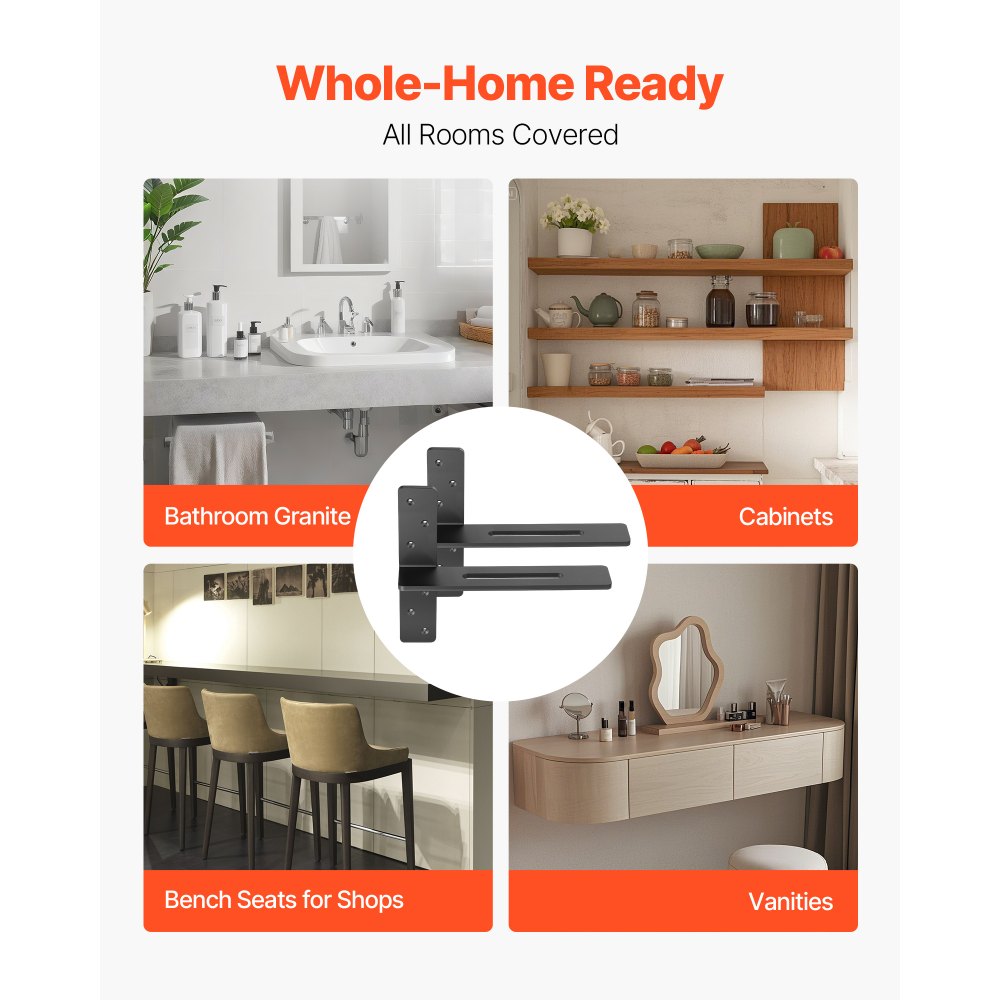 Βάσεις ραφιών VEVOR T 2 τεμάχια, χωρητικότητα βάρους 90 kg, 355,6 x 73,5 x 304,8 mm, Βάσεις ραφιών βαρέως τύπου από συμπαγές χάλυβα, Στήριγμα πάγκου με πλωτή βάση και βίδες Βάσεις ραφιών VEVOR T 2 τεμάχια, χωρητικότητα βάρους 90 kg, 355,6 x 73,5 x 304,8 mm, Βάσεις ραφιών βαρέως τύπου από συμπαγές χάλυβα, Στήριγμα πάγκου με πλωτή βάση και βίδες