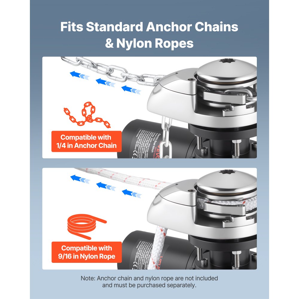 VEVOR Κάθετο Βαρούλκο Ψαρέματος, 12V DC 1100W, Συστήματα Αγκύρωσης Βαρούλκου Κατάλληλα για Αλυσίδα 6,35 mm ή Νάιλον Σχοινί 14,3 & 15,9 mm, Μέγιστη Ροπή 320 kg, Κατασκευή από Ανοξείδωτο Ατσάλι 316, για Σκάφη 6-11 m VEVOR Κάθετο Βαρούλκο Ψαρέματος, 12V DC 1100W, Συστήματα Αγκύρωσης Βαρούλκου Κατάλληλα για Αλυσίδα 6,35 mm ή Νάιλον Σχοινί 14,3 & 15,9 mm, Μέγιστη Ροπή 320 kg, Κατασκευή από Ανοξείδωτο Ατσάλι 316, για Σκάφη 6-11 m