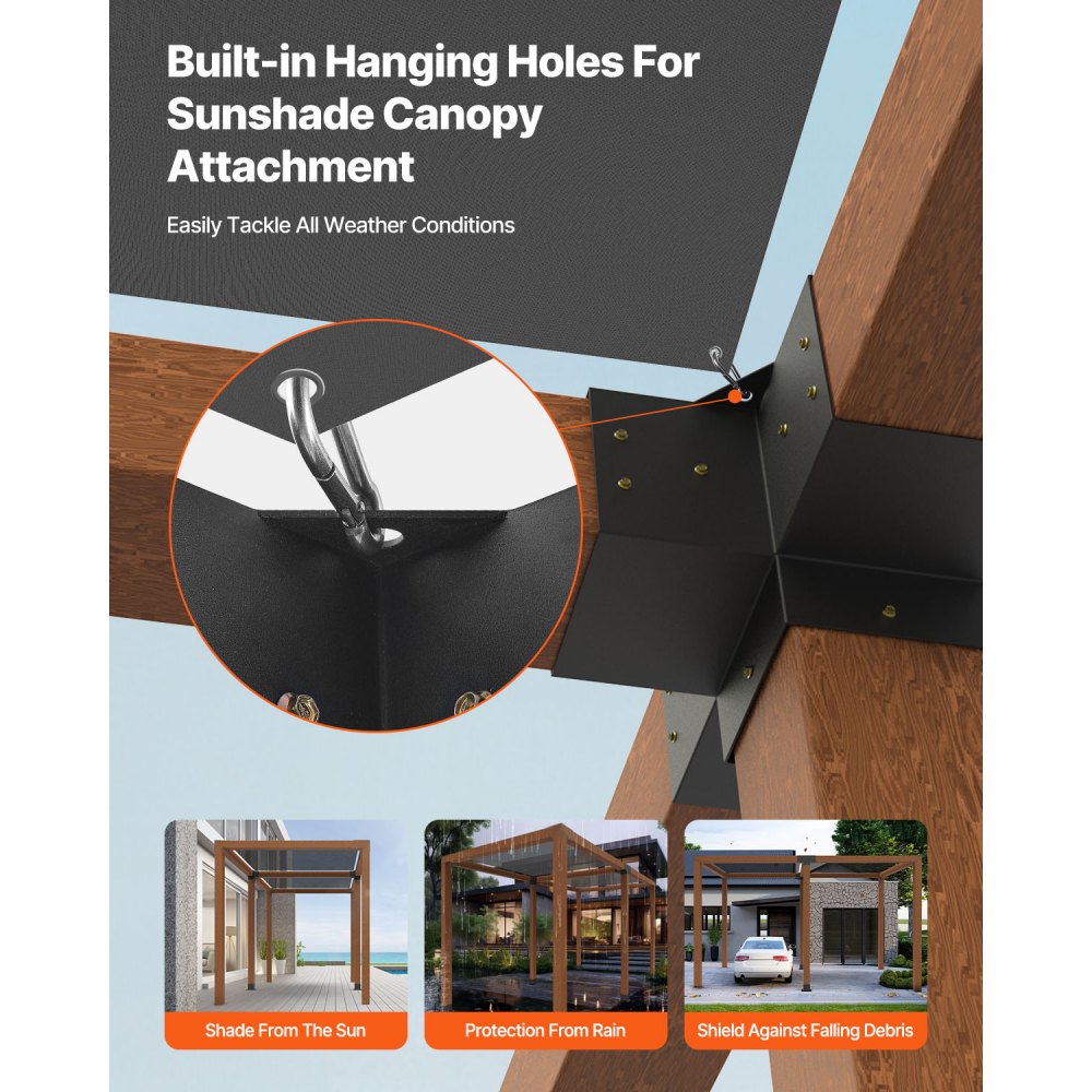 Κιτ βάσης πέργκολας VEVOR, 6x6 ίντσες (εσωτερικό μέγεθος 142 x 142 mm), 2 τεμάχια 4-πλευρών βαρέως τύπου γωνιακή βάση, κιτ βάσης στύλου DIY από ξύλο, εύκολη εγκατάσταση ξύλινων δοκών για κιόσκια, πέργκολες βεράντας, ξύλινη καμπίνα Κιτ βάσης πέργκολας VEVOR, 6x6 ίντσες (εσωτερικό μέγεθος 142 x 142 mm), 2 τεμάχια 4-πλευρών βαρέως τύπου γωνιακή βάση, κιτ βάσης στύλου DIY από ξύλο, εύκολη εγκατάσταση ξύλινων δοκών για κιόσκια, πέργκολες βεράντας, ξύλινη καμπίνα