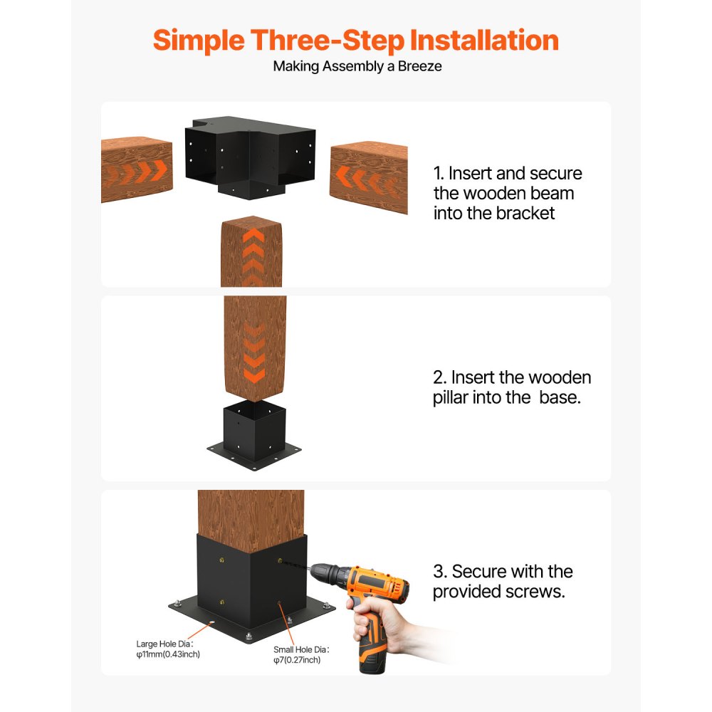 Κιτ βάσης πέργκολας VEVOR, 6x6 ίντσες (εσωτερικό μέγεθος 142 x 142 mm), 2 τεμάχια 4-πλευρών βαρέως τύπου γωνιακή βάση, κιτ βάσης στύλου DIY από ξύλο, εύκολη εγκατάσταση ξύλινων δοκών για κιόσκια, πέργκολες βεράντας, ξύλινη καμπίνα Κιτ βάσης πέργκολας VEVOR, 6x6 ίντσες (εσωτερικό μέγεθος 142 x 142 mm), 2 τεμάχια 4-πλευρών βαρέως τύπου γωνιακή βάση, κιτ βάσης στύλου DIY από ξύλο, εύκολη εγκατάσταση ξύλινων δοκών για κιόσκια, πέργκολες βεράντας, ξύλινη καμπίνα
