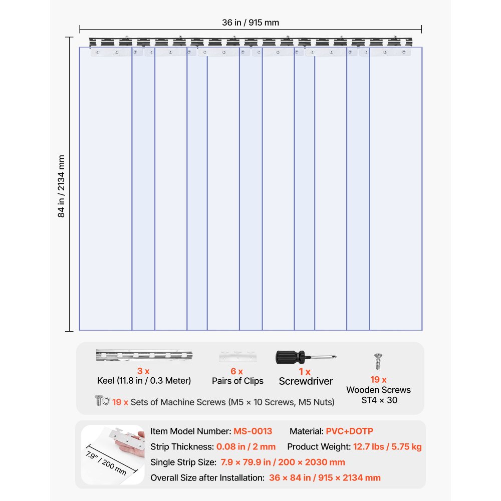 VEVOR Διαφανής Λωρίδα Κουρτίνας PVC, Ύψος 2,1 m x Πλάτος 0,9 m x Πάχος 2 mm, 6 τεμάχια Λωρίδες Κουρτίνας για Ψυγείο Κατάψυξης, Θερμομονωτικές Λωρίδες Πλαστικής Πόρτας για Αποθήκη, Κατάψυξη, Πόρτες Γκαράζ VEVOR Διαφανής Λωρίδα Κουρτίνας PVC, Ύψος 2,1 m x Πλάτος 0,9 m x Πάχος 2 mm, 6 τεμάχια Λωρίδες Κουρτίνας για Ψυγείο Κατάψυξης, Θερμομονωτικές Λωρίδες Πλαστικής Πόρτας για Αποθήκη, Κατάψυξη, Πόρτες Γκαράζ
