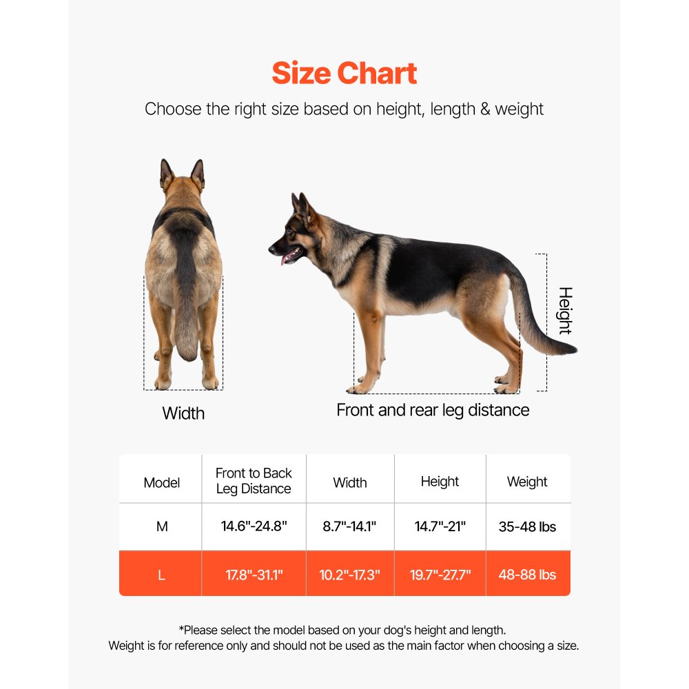 Αναπηρικό αμαξίδιο σκύλου VEVOR για πίσω πόδια, ελαφρύ 2 τροχούς, ρυθμιζόμενο σε ύψος, πλάτος και μήκος, καρότσι σκύλου με τροχούς απορρόφησης κραδασμών, για τραυματισμένους, ανάπηρους σκύλους 21,7-39,9 kg, μεγάλο Αναπηρικό αμαξίδιο σκύλου VEVOR για πίσω πόδια, ελαφρύ 2 τροχούς, ρυθμιζόμενο σε ύψος, πλάτος και μήκος, καρότσι σκύλου με τροχούς απορρόφησης κραδασμών, για τραυματισμένους, ανάπηρους σκύλους 21,7-39,9 kg, μεγάλο