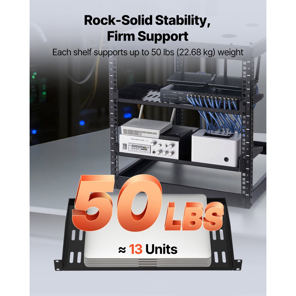 Ράφι rack διακομιστή VEVOR 1U, 4 τεμάχια, μέγιστο φέρον φορτίο 22,68 kg με αεριζόμενο πρόβολο, Ράφι τοίχου ή rack με δίσκο, βάθος 254 mm, καλή κυκλοφορία αέρα για εξοπλισμό δικτύου υπολογιστών γραφείου Ράφι rack διακομιστή VEVOR 1U, 4 τεμάχια, μέγιστο φέρον φορτίο 22,68 kg με αεριζόμενο πρόβολο, Ράφι τοίχου ή rack με δίσκο, βάθος 254 mm, καλή κυκλοφορία αέρα για εξοπλισμό δικτύου υπολογιστών γραφείου