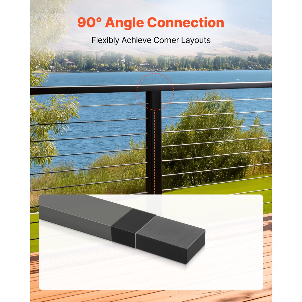 Συνδετήρες χειρολισθήρα VEVOR 2 τεμαχίων, Αξεσουάρ για κιγκλιδώματα σκαλοπατιών επίπεδης επέκτασης, Εξαρτήματα σύνδεσης χειρολισθήρα POM για ορθογώνια κιγκλιδώματα καλωδίων, Σύστημα ράγας καλωδίου καταστρώματος εξωτερικού χώρου, Ματ μαύρο, HT-04 Συνδετήρες χειρολισθήρα VEVOR 2 τεμαχίων, Αξεσουάρ για κιγκλιδώματα σκαλοπατιών επίπεδης επέκτασης, Εξαρτήματα σύνδεσης χειρολισθήρα POM για ορθογώνια κιγκλιδώματα καλωδίων, Σύστημα ράγας καλωδίου καταστρώματος εξωτερικού χώρου, Ματ μαύρο, HT-04