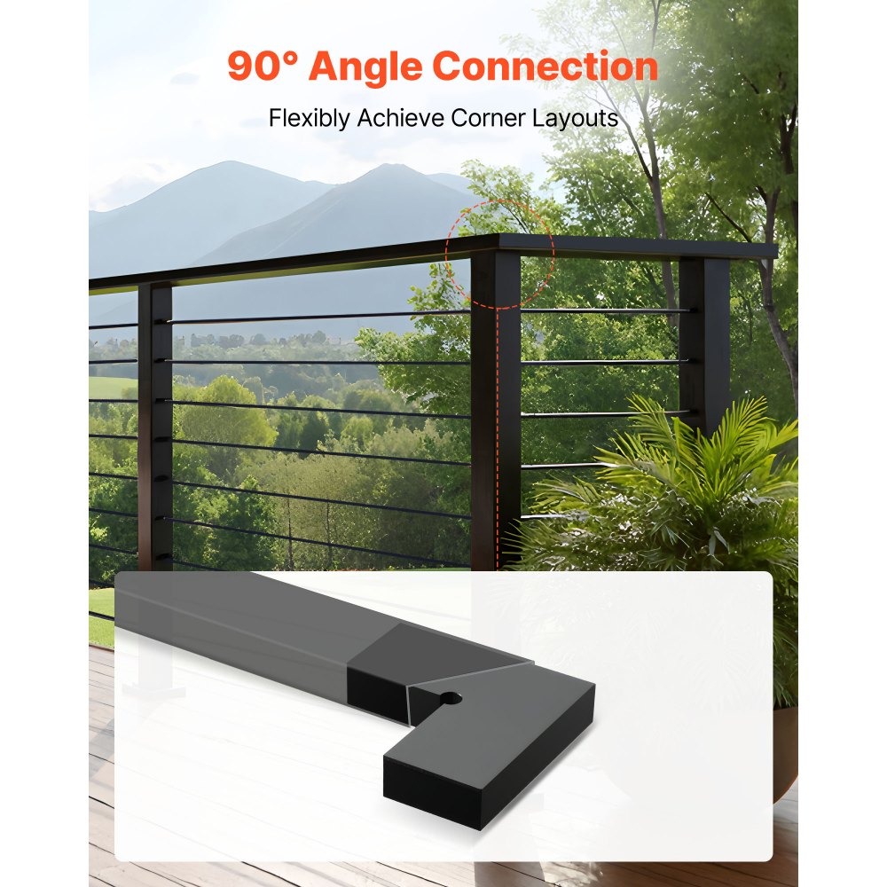 VEVOR Πακέτο 2 Γωνιακών Συνδετήρων για Κουπαστή, Αξεσουάρ Επέκτασης Κουπαστής Σκάλας, Εξαρτήματα Συνδετήρα Κουπαστής POM για Ορθογώνια Κουπαστή Καλωδίου, Σύστημα Σιδηροδρομικής Σύνδεσης Καταστρώματος Εξωτερικού Χώρου, Ματ Μαύρο, HT-05 VEVOR Πακέτο 2 Γωνιακών Συνδετήρων για Κουπαστή, Αξεσουάρ Επέκτασης Κουπαστής Σκάλας, Εξαρτήματα Συνδετήρα Κουπαστής POM για Ορθογώνια Κουπαστή Καλωδίου, Σύστημα Σιδηροδρομικής Σύνδεσης Καταστρώματος Εξωτερικού Χώρου, Ματ Μαύρο, HT-05