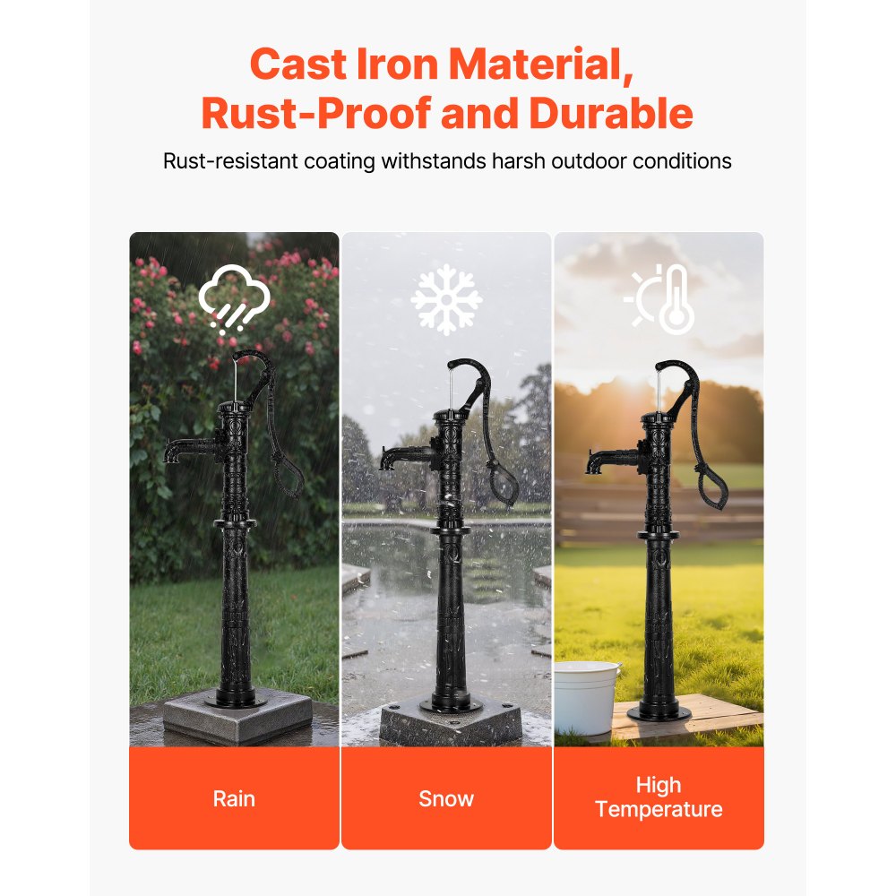Χειροκίνητη αντλία κανάτας VEVOR Well, μέγιστης ανύψωσης 20 ft, χειροκίνητη χειροκίνητη αντλία νερού από χυτοσίδηρο αντίκα με βάση ανύψωσης, σύνδεση NPT 1-1/4 in, εύκολη εγκατάσταση, για εξωτερικό κήπο, λίμνη, αυλή, αγρόκτημα, μαύρη Χειροκίνητη αντλία κανάτας VEVOR Well, μέγιστης ανύψωσης 20 ft, χειροκίνητη χειροκίνητη αντλία νερού από χυτοσίδηρο αντίκα με βάση ανύψωσης, σύνδεση NPT 1-1/4 in, εύκολη εγκατάσταση, για εξωτερικό κήπο, λίμνη, αυλή, αγρόκτημα, μαύρη