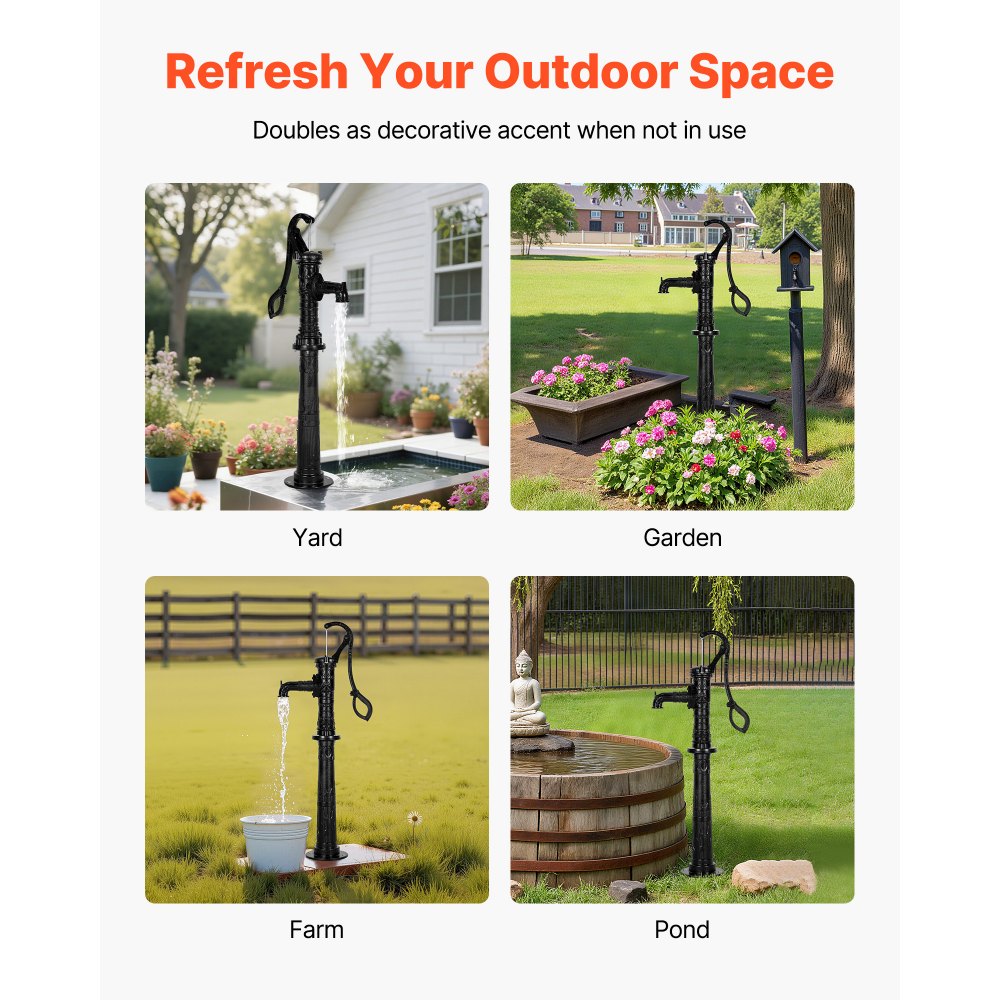 Χειροκίνητη αντλία κανάτας VEVOR Well, μέγιστης ανύψωσης 20 ft, χειροκίνητη χειροκίνητη αντλία νερού από χυτοσίδηρο αντίκα με βάση ανύψωσης, σύνδεση NPT 1-1/4 in, εύκολη εγκατάσταση, για εξωτερικό κήπο, λίμνη, αυλή, αγρόκτημα, μαύρη Χειροκίνητη αντλία κανάτας VEVOR Well, μέγιστης ανύψωσης 20 ft, χειροκίνητη χειροκίνητη αντλία νερού από χυτοσίδηρο αντίκα με βάση ανύψωσης, σύνδεση NPT 1-1/4 in, εύκολη εγκατάσταση, για εξωτερικό κήπο, λίμνη, αυλή, αγρόκτημα, μαύρη