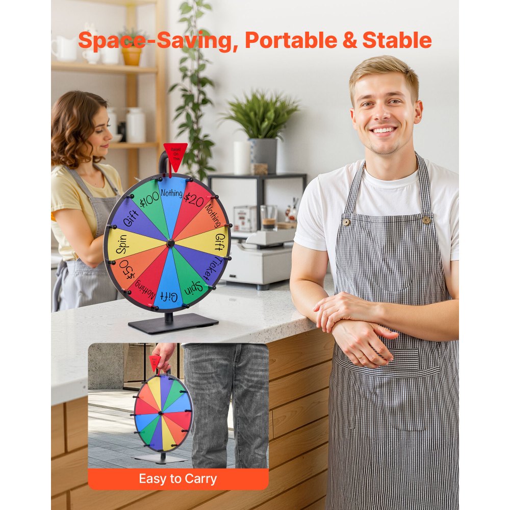 Τροχός Βραβείων VEVOR 305 mm, Τροχός Βραβείων με 12 Θέσεις και Βάση, Επιτραπέζια Ρουλέτα Τύχης με Σβήσιμο και 2 Μαρκαδόρους, 6 Χρώματα, Εύκολη Συναρμολόγηση, για Πάρτι, Παμπ, Εμπορικές Εκθέσεις, Καρναβάλι Τροχός Βραβείων VEVOR 305 mm, Τροχός Βραβείων με 12 Θέσεις και Βάση, Επιτραπέζια Ρουλέτα Τύχης με Σβήσιμο και 2 Μαρκαδόρους, 6 Χρώματα, Εύκολη Συναρμολόγηση, για Πάρτι, Παμπ, Εμπορικές Εκθέσεις, Καρναβάλι