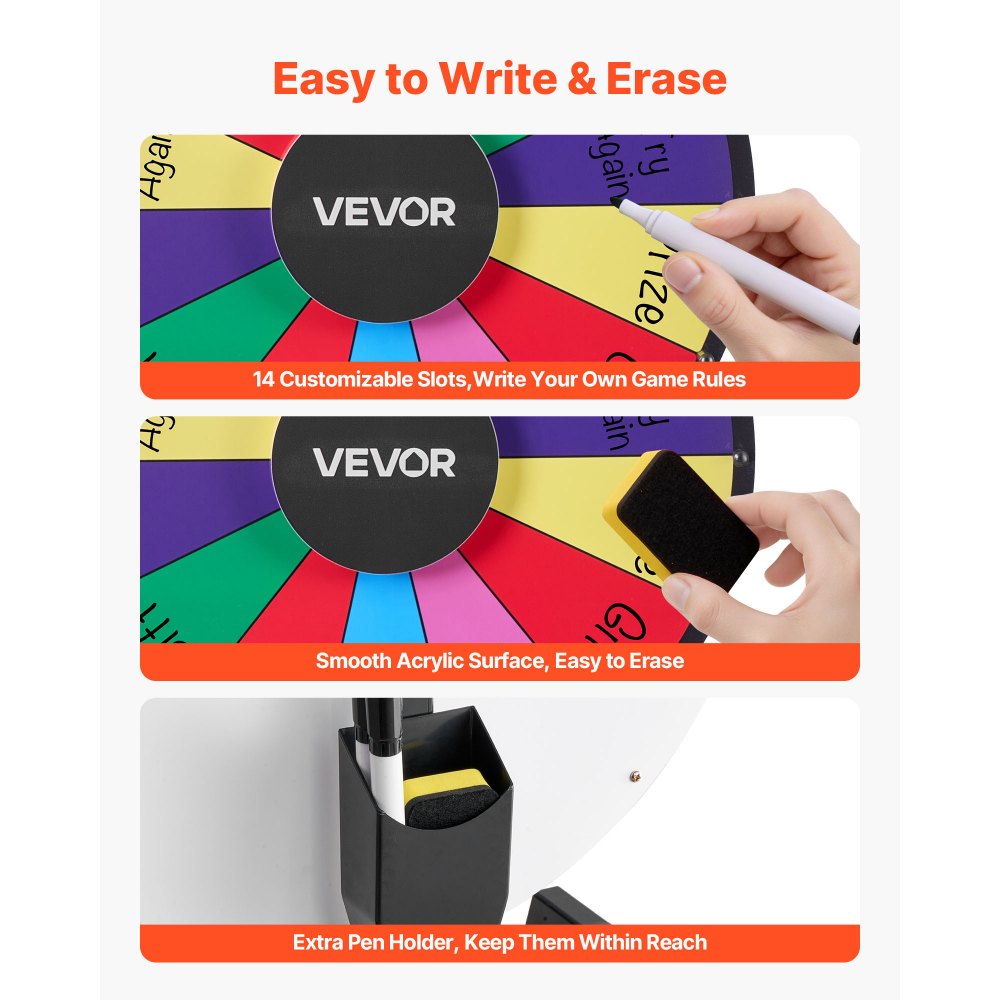 Τροχός Βραβείων VEVOR 457 mm, Τροχός Βραβείων 14 Θέσεων με Βάση, Επιτραπέζια Ρουλέτα Τύχης με Ξηρό Σβήσιμο και 2 Μαρκαδόρους, 6 Χρώματα, Εύκολη Συναρμολόγηση, για Πάρτι, Παμπ, Εμπορική Έκθεση, Καρναβάλι, Εκδηλώσεις Τροχός Βραβείων VEVOR 457 mm, Τροχός Βραβείων 14 Θέσεων με Βάση, Επιτραπέζια Ρουλέτα Τύχης με Ξηρό Σβήσιμο και 2 Μαρκαδόρους, 6 Χρώματα, Εύκολη Συναρμολόγηση, για Πάρτι, Παμπ, Εμπορική Έκθεση, Καρναβάλι, Εκδηλώσεις