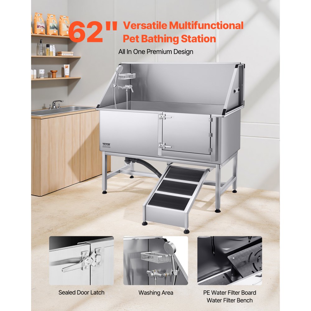 Σταθμός πλύσης σκύλου VEVOR από ανοξείδωτο ατσάλι, μπανιέρα περιποίησης κατοικίδιων 157,48 cm με ράμπα, πλακέτα φίλτρου νερού PE, βρύση & κεφαλή ντους & θήκη σαπουνιού Μπανιέρα σκύλου για μεγάλα, μεσαία & μικρά κατοικίδια (δεξιά πόρτα) Σταθμός πλύσης σκύλου VEVOR από ανοξείδωτο ατσάλι, μπανιέρα περιποίησης κατοικίδιων 157,48 cm με ράμπα, πλακέτα φίλτρου νερού PE, βρύση & κεφαλή ντους & θήκη σαπουνιού Μπανιέρα σκύλου για μεγάλα, μεσαία & μικρά κατοικίδια (δεξιά πόρτα)
