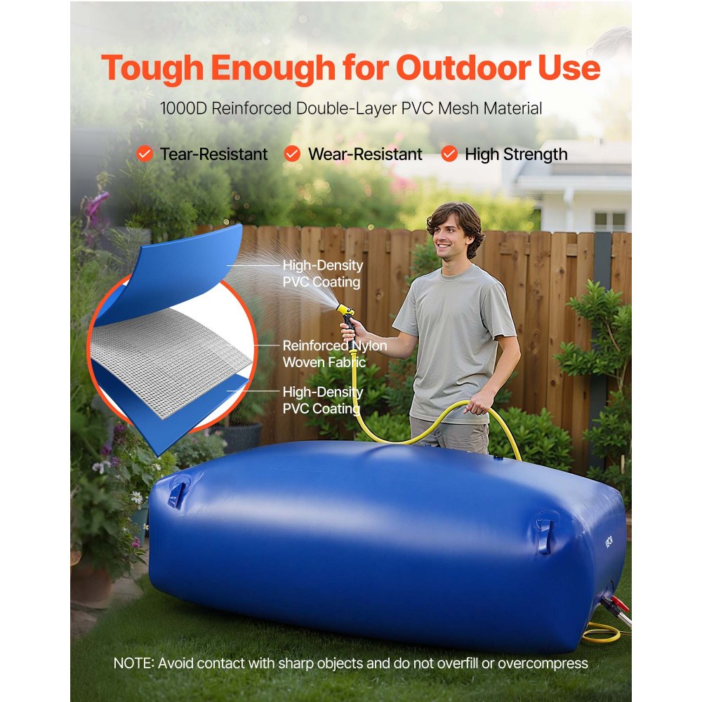 Κύστη αποθήκευσης νερού VEVOR 1000L μεγάλης χωρητικότητας, τσάντα νερού, φορητό & πτυσσόμενο δοχείο μαλακού νερού, στεγανή & ανθεκτική σε σχίσιμο δεξαμενή αποθήκευσης νερού έκτακτης ανάγκης από PVC για τροχόσπιτα & εξωτερική χρήση Κύστη αποθήκευσης νερού VEVOR 1000L μεγάλης χωρητικότητας, τσάντα νερού, φορητό & πτυσσόμενο δοχείο μαλακού νερού, στεγανή & ανθεκτική σε σχίσιμο δεξαμενή αποθήκευσης νερού έκτακτης ανάγκης από PVC για τροχόσπιτα & εξωτερική χρήση