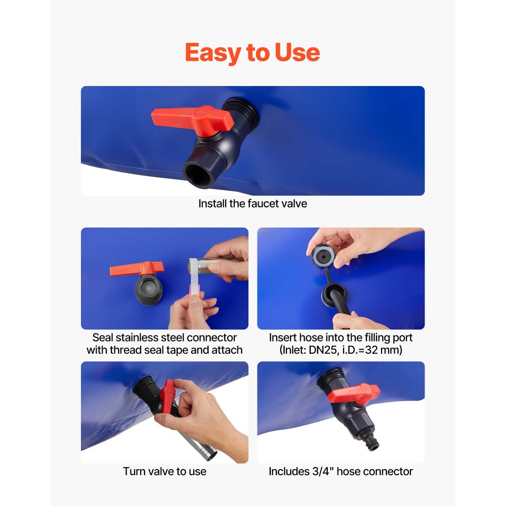 Κύστη αποθήκευσης νερού VEVOR 1000L μεγάλης χωρητικότητας, τσάντα νερού, φορητό & πτυσσόμενο δοχείο μαλακού νερού, στεγανή & ανθεκτική σε σχίσιμο δεξαμενή αποθήκευσης νερού έκτακτης ανάγκης από PVC για τροχόσπιτα & εξωτερική χρήση Κύστη αποθήκευσης νερού VEVOR 1000L μεγάλης χωρητικότητας, τσάντα νερού, φορητό & πτυσσόμενο δοχείο μαλακού νερού, στεγανή & ανθεκτική σε σχίσιμο δεξαμενή αποθήκευσης νερού έκτακτης ανάγκης από PVC για τροχόσπιτα & εξωτερική χρήση