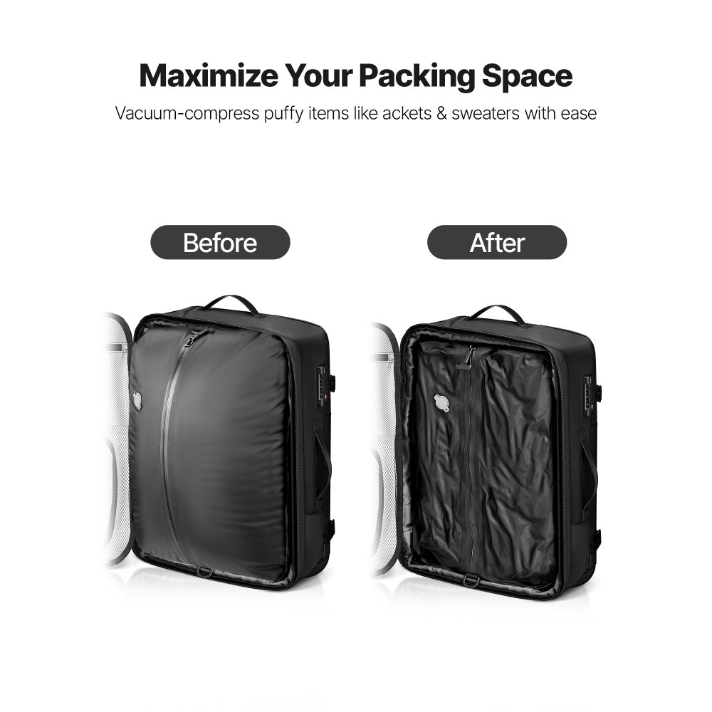Σακίδιο ταξιδιού κενού VEVOR, 80L, επεκτεινόμενο σακίδιο ταξιδιού συμπίεσης με στεγανοποίηση κενού με αντλία, με κλειδαριά εγκεκριμένη από την TSA, σακίδιο Airback Vacpack, αδιάβροχη βαλίτσα χειρός, για επαγγελματικούς σκοπούς, μαύρο Σακίδιο ταξιδιού κενού VEVOR, 80L, επεκτεινόμενο σακίδιο ταξιδιού συμπίεσης με στεγανοποίηση κενού με αντλία, με κλειδαριά εγκεκριμένη από την TSA, σακίδιο Airback Vacpack, αδιάβροχη βαλίτσα χειρός, για επαγγελματικούς σκοπούς, μαύρο