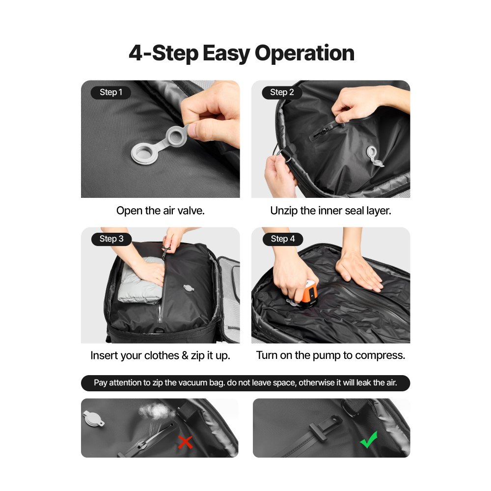 Σακίδιο ταξιδιού κενού VEVOR, 80L, επεκτεινόμενο σακίδιο ταξιδιού συμπίεσης με στεγανοποίηση κενού με αντλία, με κλειδαριά εγκεκριμένη από την TSA, σακίδιο Airback Vacpack, αδιάβροχη βαλίτσα χειρός, για επαγγελματικούς σκοπούς, μαύρο Σακίδιο ταξιδιού κενού VEVOR, 80L, επεκτεινόμενο σακίδιο ταξιδιού συμπίεσης με στεγανοποίηση κενού με αντλία, με κλειδαριά εγκεκριμένη από την TSA, σακίδιο Airback Vacpack, αδιάβροχη βαλίτσα χειρός, για επαγγελματικούς σκοπούς, μαύρο