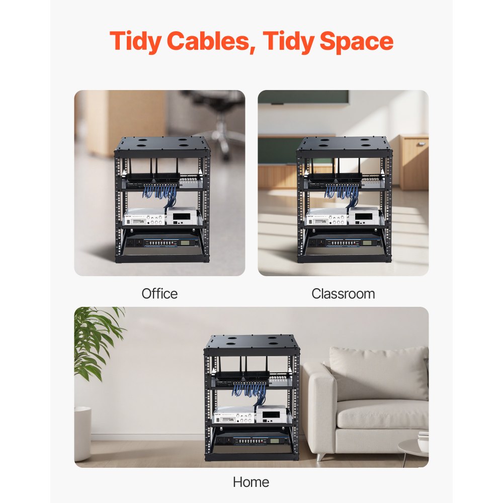 Rack δικτύου VEVOR 12U ανοιχτού πλαισίου, βάθους 585 mm, επιτοίχιο ή επιδαπέδιο, βαρέως τύπου 4 θέσεων, με αεριζόμενα ράφια και υλικό στήριξης, χωράει όλο τον εξοπλισμό δικτύωσης IT και τον εξοπλισμό AV. Rack δικτύου VEVOR 12U ανοιχτού πλαισίου, βάθους 585 mm, επιτοίχιο ή επιδαπέδιο, βαρέως τύπου 4 θέσεων, με αεριζόμενα ράφια και υλικό στήριξης, χωράει όλο τον εξοπλισμό δικτύωσης IT και τον εξοπλισμό AV.