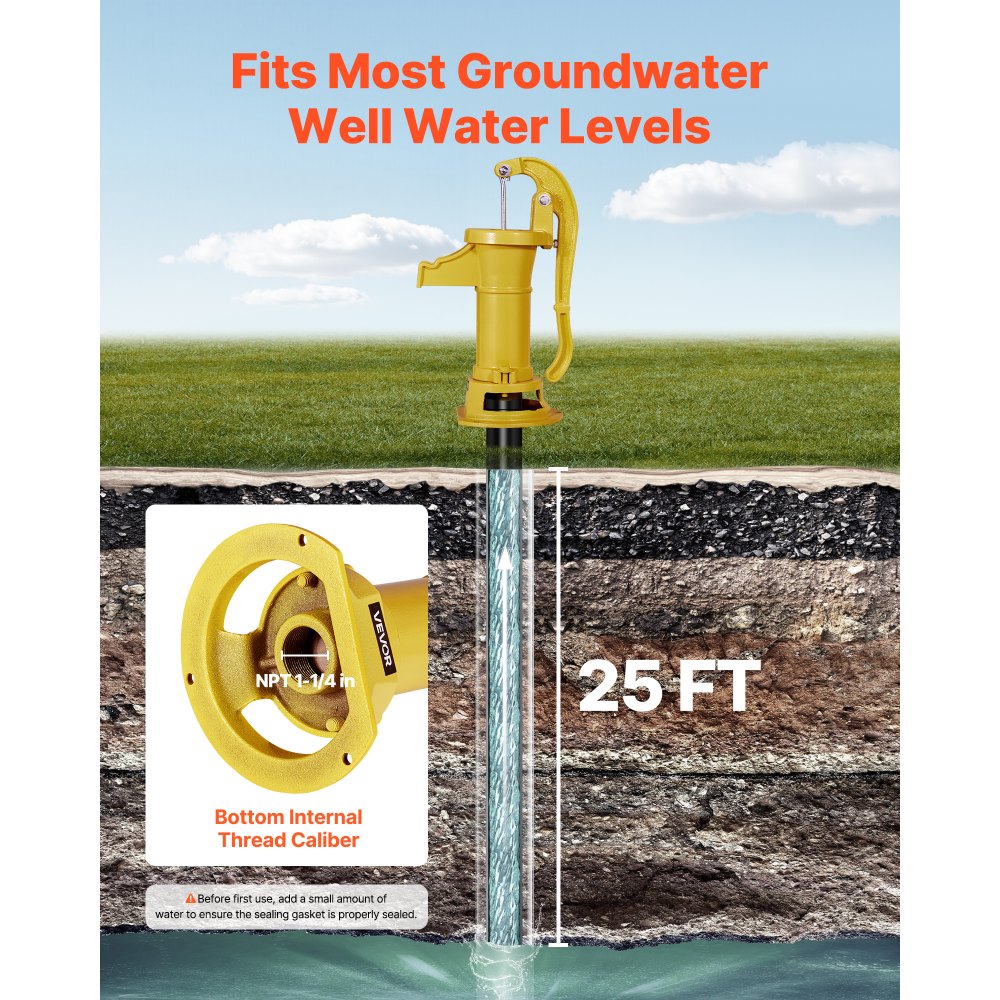 Χειροκίνητη αντλία κανάτας VEVOR Well, μέγιστη ανύψωση 25 ft, χειροκίνητη αντλία νερού από χυτοσίδηρο αντίκα, σύνδεση NPT 1-1/4 in, εύκολη εγκατάσταση, παλαιού τύπου για εξωτερικούς χώρους, κήπο, λίμνη, αυλή, αγρόκτημα, κίτρινη Χειροκίνητη αντλία κανάτας VEVOR Well, μέγιστη ανύψωση 25 ft, χειροκίνητη αντλία νερού από χυτοσίδηρο αντίκα, σύνδεση NPT 1-1/4 in, εύκολη εγκατάσταση, παλαιού τύπου για εξωτερικούς χώρους, κήπο, λίμνη, αυλή, αγρόκτημα, κίτρινη