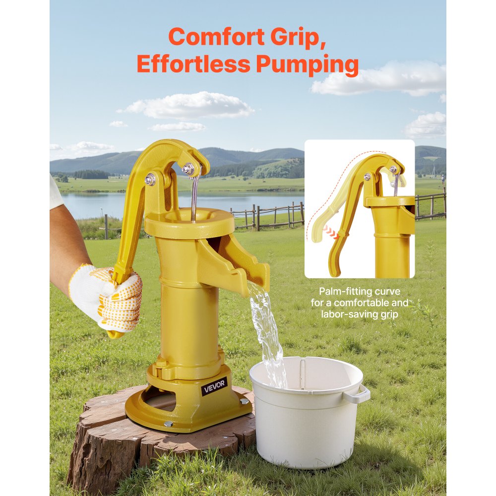 Χειροκίνητη αντλία κανάτας VEVOR Well, μέγιστη ανύψωση 25 ft, χειροκίνητη αντλία νερού από χυτοσίδηρο αντίκα, σύνδεση NPT 1-1/4 in, εύκολη εγκατάσταση, παλαιού τύπου για εξωτερικούς χώρους, κήπο, λίμνη, αυλή, αγρόκτημα, κίτρινη Χειροκίνητη αντλία κανάτας VEVOR Well, μέγιστη ανύψωση 25 ft, χειροκίνητη αντλία νερού από χυτοσίδηρο αντίκα, σύνδεση NPT 1-1/4 in, εύκολη εγκατάσταση, παλαιού τύπου για εξωτερικούς χώρους, κήπο, λίμνη, αυλή, αγρόκτημα, κίτρινη