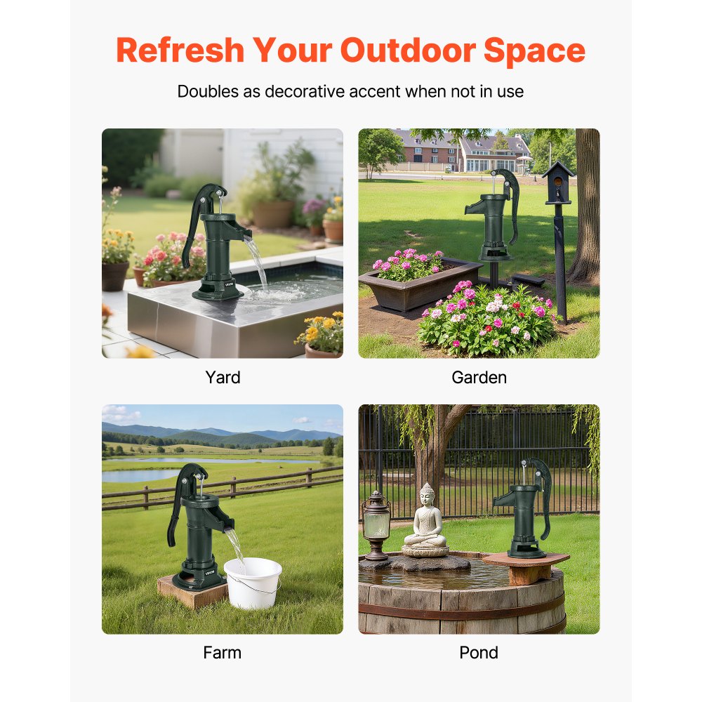 Χειροκίνητη αντλία κανάτας VEVOR Well, μέγιστη ανύψωση 25 ft, χειροκίνητη αντλία νερού από χυτοσίδηρο αντίκα, σύνδεση NPT 1-1/4 in, εύκολη εγκατάσταση, παλαιού τύπου για εξωτερικούς χώρους, κήπο, λίμνη, αυλή, αγρόκτημα, πράσινο Χειροκίνητη αντλία κανάτας VEVOR Well, μέγιστη ανύψωση 25 ft, χειροκίνητη αντλία νερού από χυτοσίδηρο αντίκα, σύνδεση NPT 1-1/4 in, εύκολη εγκατάσταση, παλαιού τύπου για εξωτερικούς χώρους, κήπο, λίμνη, αυλή, αγρόκτημα, πράσινο