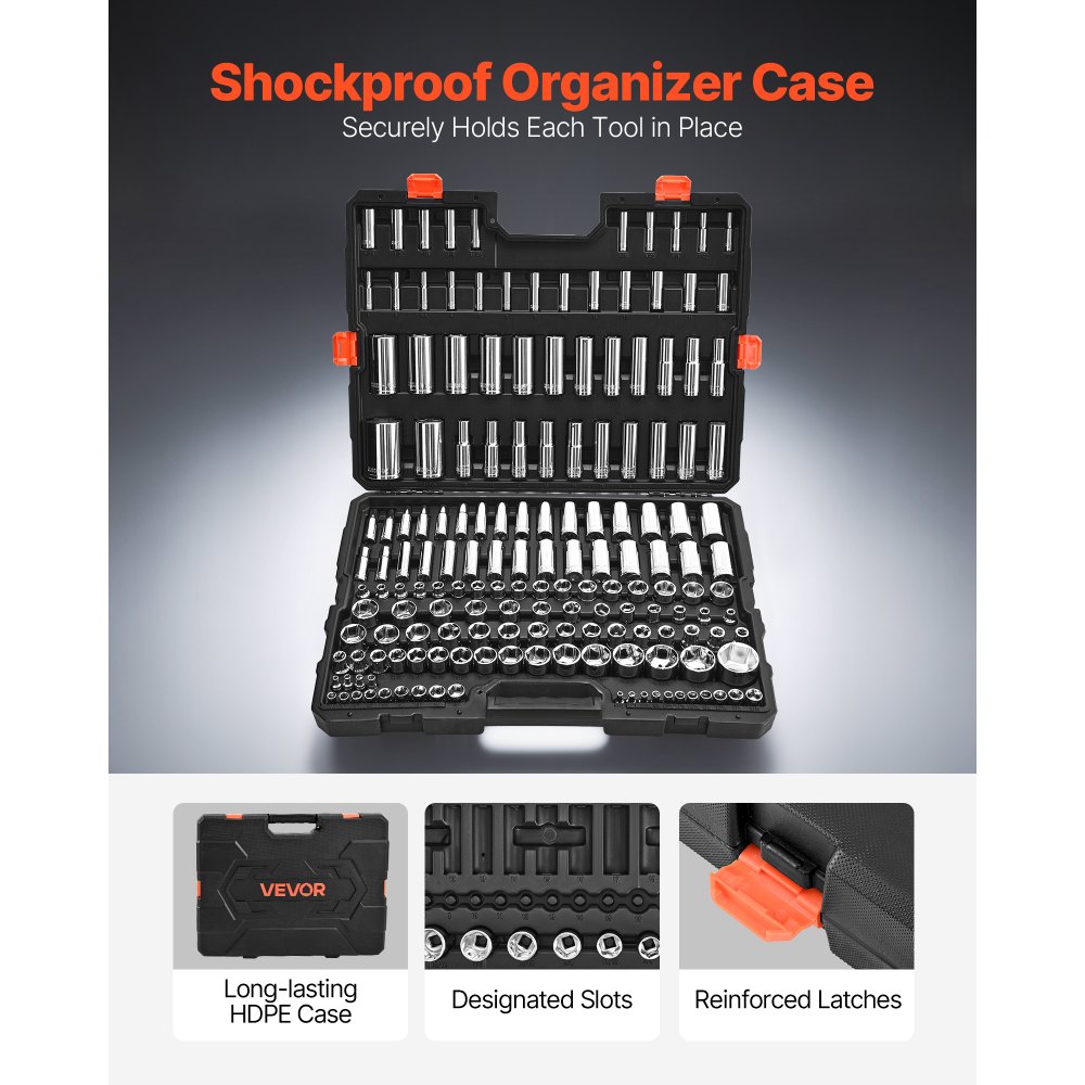 Σετ καρυδάκια VEVOR, 163 τεμάχια, σετ εργαλείων καρυδάκια 9,5 & 6,4 & 12,7 mm, SAE και μετρικό, βαθύ και τυπικό, κιτ εργαλείων μηχανικού με θήκη αποθήκευσης, επιχρωμιωμένο κράμα χάλυβα CR-V, για επισκευή αυτοκινήτων Σετ καρυδάκια VEVOR, 163 τεμάχια, σετ εργαλείων καρυδάκια 9,5 & 6,4 & 12,7 mm, SAE και μετρικό, βαθύ και τυπικό, κιτ εργαλείων μηχανικού με θήκη αποθήκευσης, επιχρωμιωμένο κράμα χάλυβα CR-V, για επισκευή αυτοκινήτων