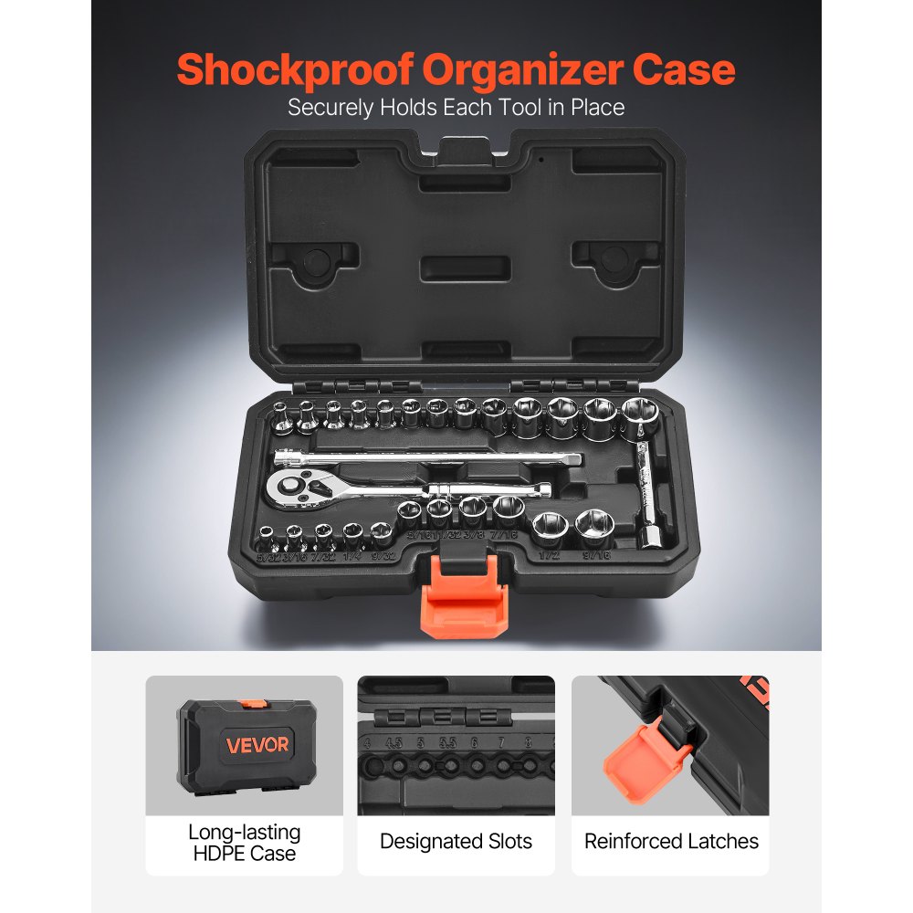 Σετ καρυδάκια VEVOR, 27 τεμάχια, Σετ καρυδάκια και καστάνιας 6,4 mm, SAE και μετρικό, Κιτ εργαλείων μηχανικού με κλειδί καστάνιας, ράβδο επέκτασης και θήκη αποθήκευσης, κράμα χάλυβα CR-V, για επισκευή αυτοκινήτων Σετ καρυδάκια VEVOR, 27 τεμάχια, Σετ καρυδάκια και καστάνιας 6,4 mm, SAE και μετρικό, Κιτ εργαλείων μηχανικού με κλειδί καστάνιας, ράβδο επέκτασης και θήκη αποθήκευσης, κράμα χάλυβα CR-V, για επισκευή αυτοκινήτων