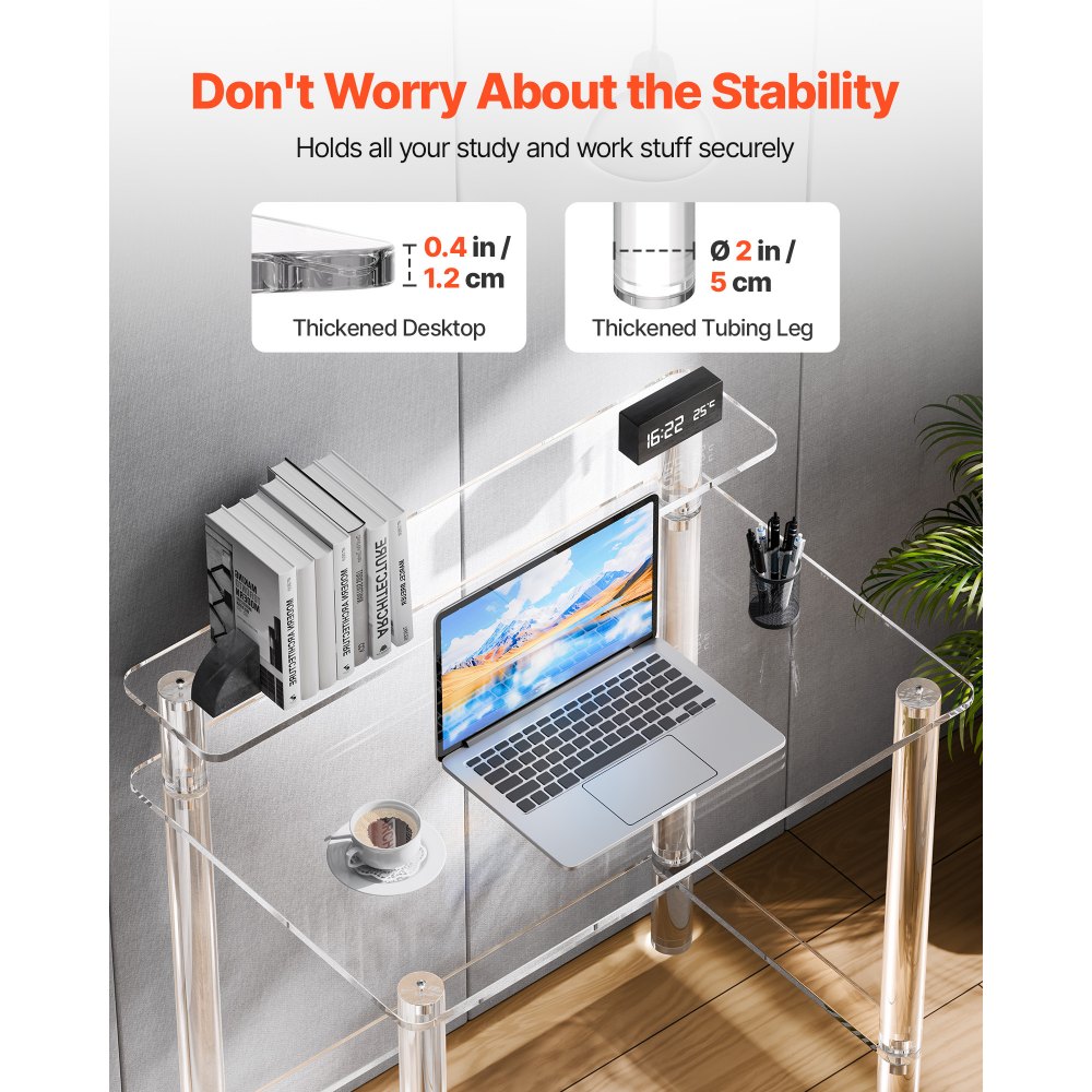 Τραπέζι Ακρυλικού VEVOR, 2 Επίπεδα Διαφανές Γραφείο με Βάση Οθόνης, Ακρυλικό Γραφείο Υπολογιστή, Μοντέρνο Πλαϊνό Τραπεζάκι Κομοδίνο για Υπνοδωμάτιο, Γραφείο, Μελέτη, Βεστιάριο, 50 x 80 x 88 cm (Διαφανές) Τραπέζι Ακρυλικού VEVOR, 2 Επίπεδα Διαφανές Γραφείο με Βάση Οθόνης, Ακρυλικό Γραφείο Υπολογιστή, Μοντέρνο Πλαϊνό Τραπεζάκι Κομοδίνο για Υπνοδωμάτιο, Γραφείο, Μελέτη, Βεστιάριο, 50 x 80 x 88 cm (Διαφανές)