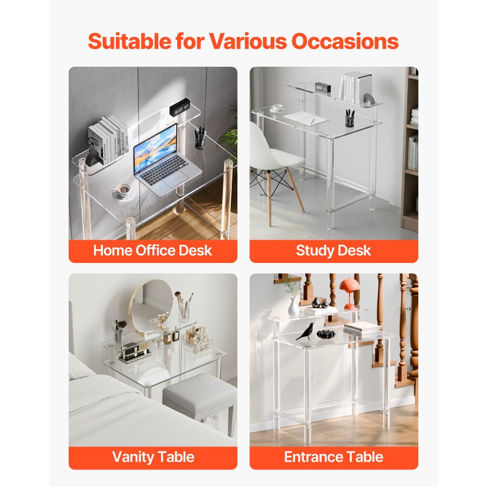 Τραπέζι Ακρυλικού VEVOR, 2 Επίπεδα Διαφανές Γραφείο με Βάση Οθόνης, Ακρυλικό Γραφείο Υπολογιστή, Μοντέρνο Πλαϊνό Τραπεζάκι Κομοδίνο για Υπνοδωμάτιο, Γραφείο, Μελέτη, Βεστιάριο, 50 x 80 x 88 cm (Διαφανές) Τραπέζι Ακρυλικού VEVOR, 2 Επίπεδα Διαφανές Γραφείο με Βάση Οθόνης, Ακρυλικό Γραφείο Υπολογιστή, Μοντέρνο Πλαϊνό Τραπεζάκι Κομοδίνο για Υπνοδωμάτιο, Γραφείο, Μελέτη, Βεστιάριο, 50 x 80 x 88 cm (Διαφανές)