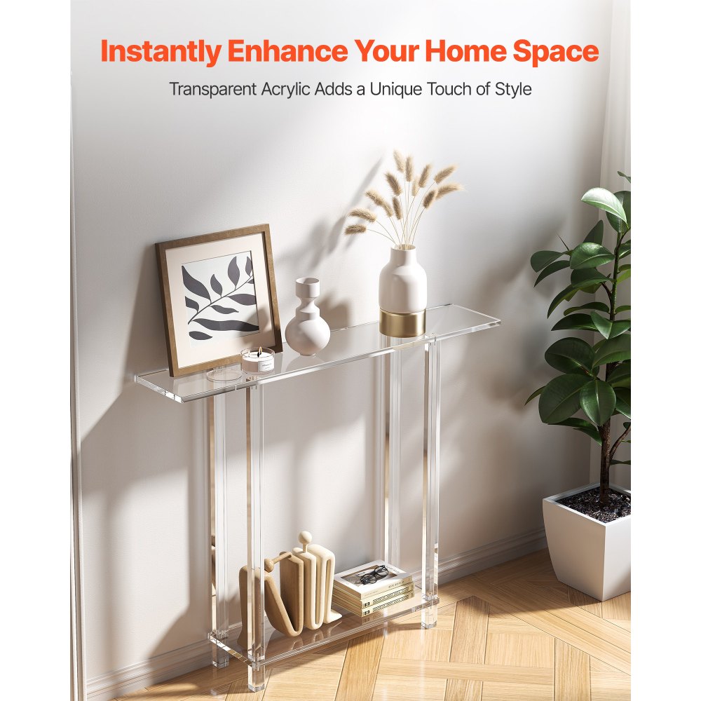 Τραπέζι Κονσόλας VEVOR Ακρυλικό, 2 Επίπεδα Στενό Πλαϊνό Γραφείο με Ανοιχτό Κάτω Αποθηκευτικό Χώρο, Μοντέρνο Ορθογώνιο Ακρυλικό Τελικό Τραπέζι, Διαφανές Γραφείο Εισόδου για Φουαγιέ, Διάδρομο, Σαλόνι, 19,3 x 100 x 80 cm (Διαφανές) Τραπέζι Κονσόλας VEVOR Ακρυλικό, 2 Επίπεδα Στενό Πλαϊνό Γραφείο με Ανοιχτό Κάτω Αποθηκευτικό Χώρο, Μοντέρνο Ορθογώνιο Ακρυλικό Τελικό Τραπέζι, Διαφανές Γραφείο Εισόδου για Φουαγιέ, Διάδρομο, Σαλόνι, 19,3 x 100 x 80 cm (Διαφανές)