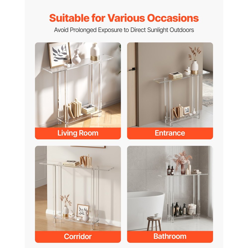 Τραπέζι Κονσόλας VEVOR Ακρυλικό, 2 Επίπεδα Στενό Πλαϊνό Γραφείο με Ανοιχτό Κάτω Αποθηκευτικό Χώρο, Μοντέρνο Ορθογώνιο Ακρυλικό Τελικό Τραπέζι, Διαφανές Γραφείο Εισόδου για Φουαγιέ, Διάδρομο, Σαλόνι, 19,3 x 100 x 80 cm (Διαφανές) Τραπέζι Κονσόλας VEVOR Ακρυλικό, 2 Επίπεδα Στενό Πλαϊνό Γραφείο με Ανοιχτό Κάτω Αποθηκευτικό Χώρο, Μοντέρνο Ορθογώνιο Ακρυλικό Τελικό Τραπέζι, Διαφανές Γραφείο Εισόδου για Φουαγιέ, Διάδρομο, Σαλόνι, 19,3 x 100 x 80 cm (Διαφανές)