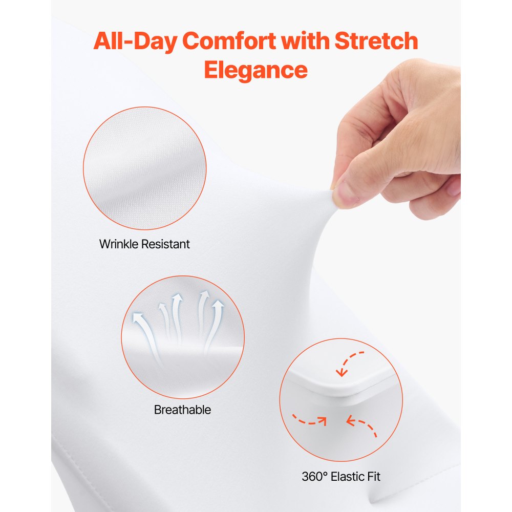 VEVOR 150 τεμάχια λευκά καλύμματα καρέκλας, κάλυμμα καρέκλας από πολυεστέρα και σπάντεξ, ελαστικά καλύμματα για γάμο, πάρτι, τραπεζαρία, δεξιώσεις, καλύμματα καρέκλας με επίπεδη πρόσοψη, κατάλληλα για καρέκλα. Διαστάσεις έως 17,72 x 18,11 x 30,31 ίντσες. VEVOR 150 τεμάχια λευκά καλύμματα καρέκλας, κάλυμμα καρέκλας από πολυεστέρα και σπάντεξ, ελαστικά καλύμματα για γάμο, πάρτι, τραπεζαρία, δεξιώσεις, καλύμματα καρέκλας με επίπεδη πρόσοψη, κατάλληλα για καρέκλα. Διαστάσεις έως 17,72 x 18,11 x 30,31 ίντσες.