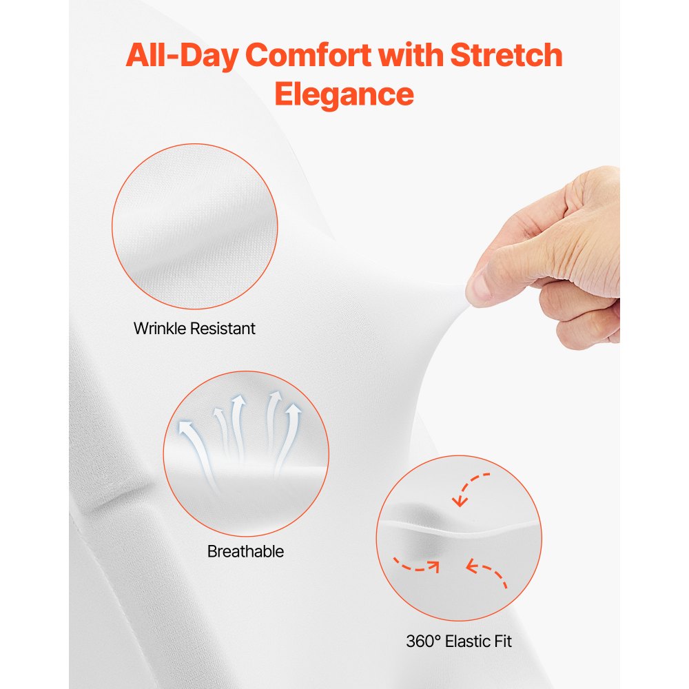 VEVOR 30 τεμάχια λευκά καλύμματα καρέκλας, κάλυμμα καρέκλας από πολυεστέρα και σπάντεξ, ελαστικά καλύμματα για γάμο, πάρτι, τραπεζαρία, δεξιώσεις, καλύμματα καρέκλας με επίπεδη πρόσοψη, κατάλληλα για καρέκλα. Διαστάσεις έως 18,11 x 19,69 x 33,86 ίντσες. VEVOR 30 τεμάχια λευκά καλύμματα καρέκλας, κάλυμμα καρέκλας από πολυεστέρα και σπάντεξ, ελαστικά καλύμματα για γάμο, πάρτι, τραπεζαρία, δεξιώσεις, καλύμματα καρέκλας με επίπεδη πρόσοψη, κατάλληλα για καρέκλα. Διαστάσεις έως 18,11 x 19,69 x 33,86 ίντσες.