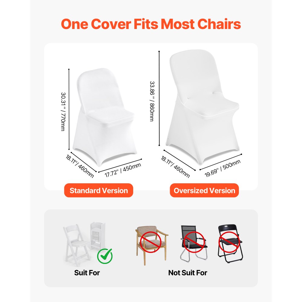 VEVOR 30 τεμάχια λευκά καλύμματα καρέκλας, κάλυμμα καρέκλας από πολυεστέρα και σπάντεξ, ελαστικά καλύμματα για γάμο, πάρτι, τραπεζαρία, δεξιώσεις, καλύμματα καρέκλας με επίπεδη πρόσοψη, κατάλληλα για καρέκλα. Διαστάσεις έως 18,11 x 19,69 x 33,86 ίντσες. VEVOR 30 τεμάχια λευκά καλύμματα καρέκλας, κάλυμμα καρέκλας από πολυεστέρα και σπάντεξ, ελαστικά καλύμματα για γάμο, πάρτι, τραπεζαρία, δεξιώσεις, καλύμματα καρέκλας με επίπεδη πρόσοψη, κατάλληλα για καρέκλα. Διαστάσεις έως 18,11 x 19,69 x 33,86 ίντσες.